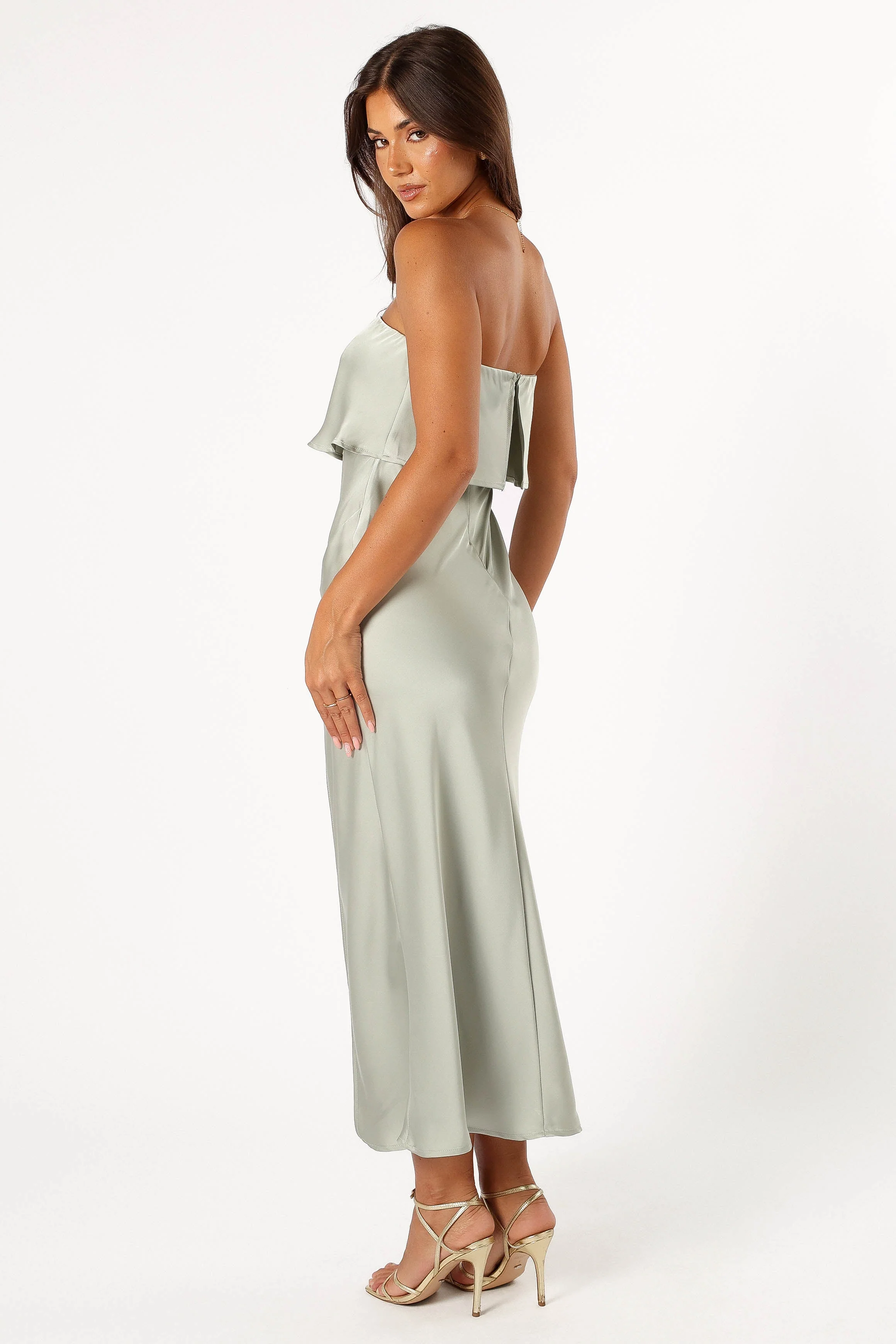 Vienna Strapless Midi Dress - Sage