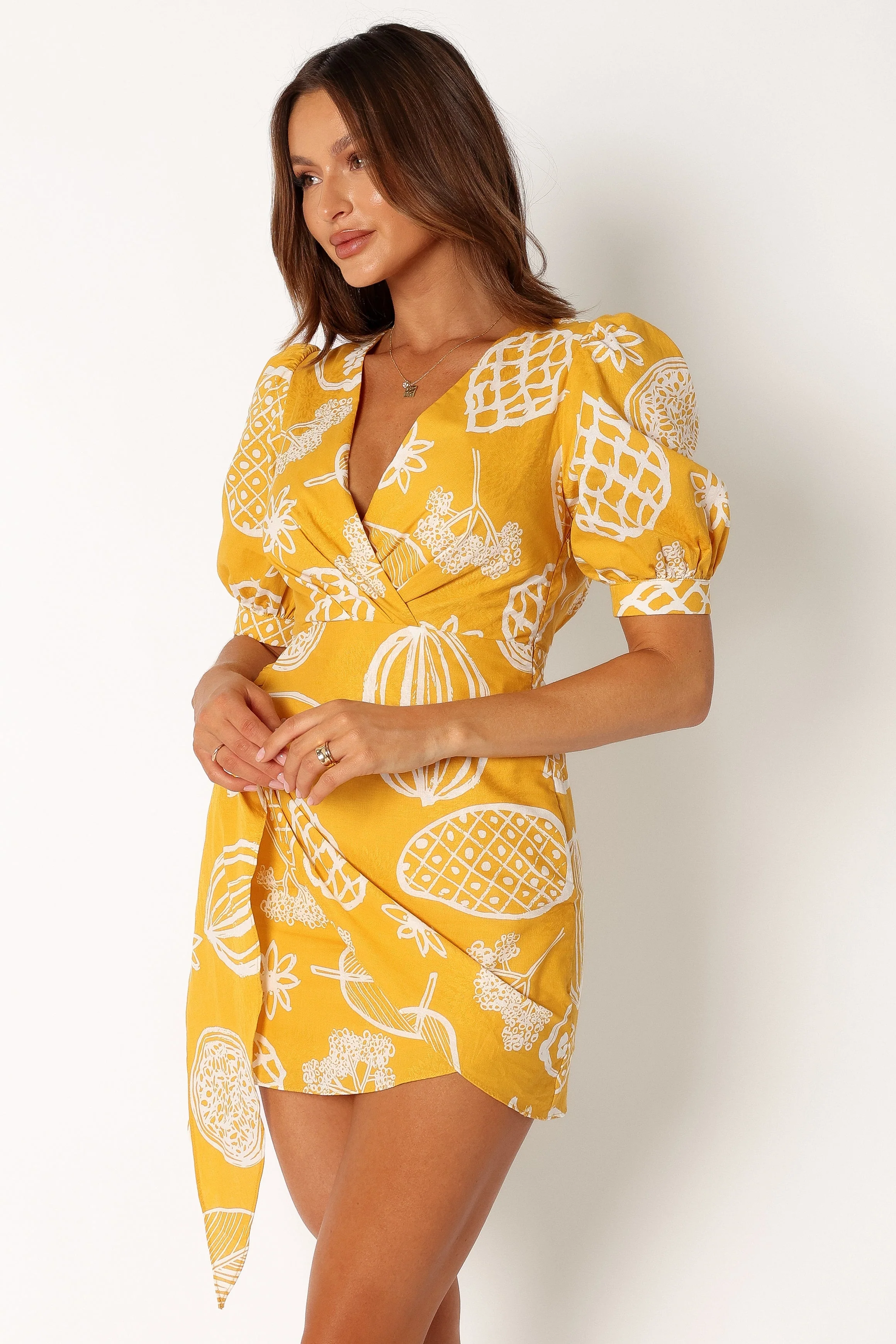 Silas Wrap Mini Dress - Yellow