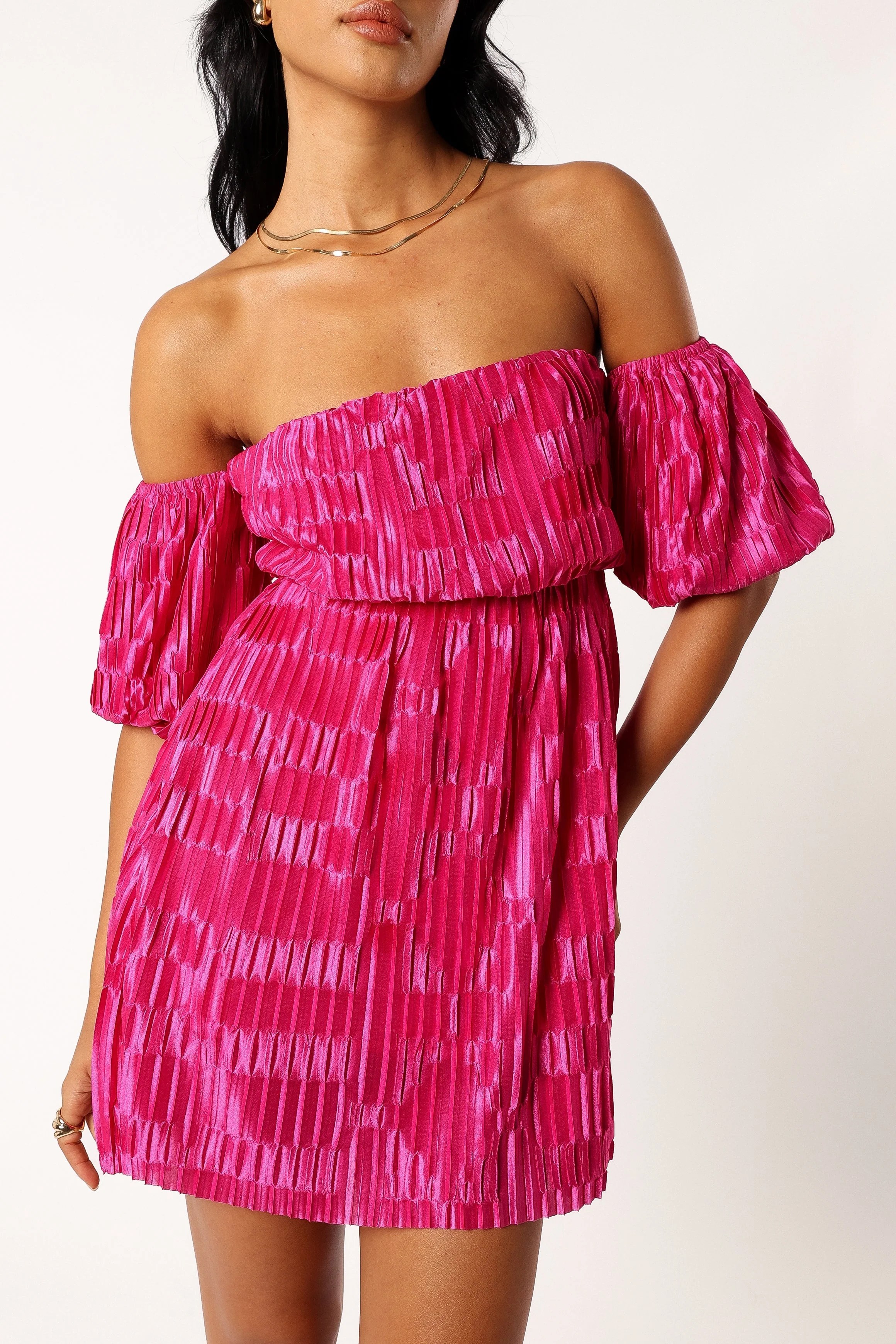 Pia Off Shoulder Mini Dress - Pink