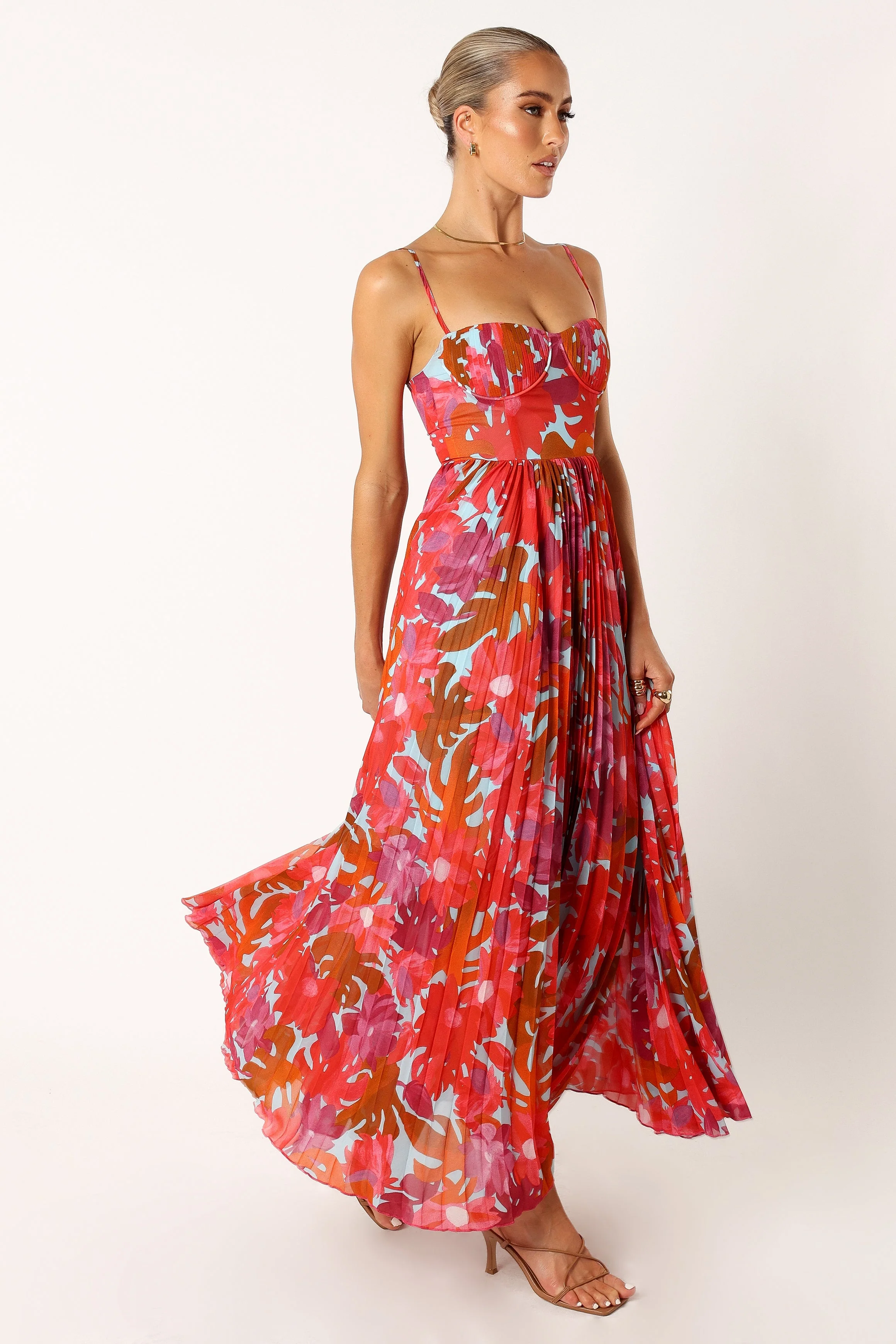 Achanti Pleated Maxi Dress - Pink Azalea