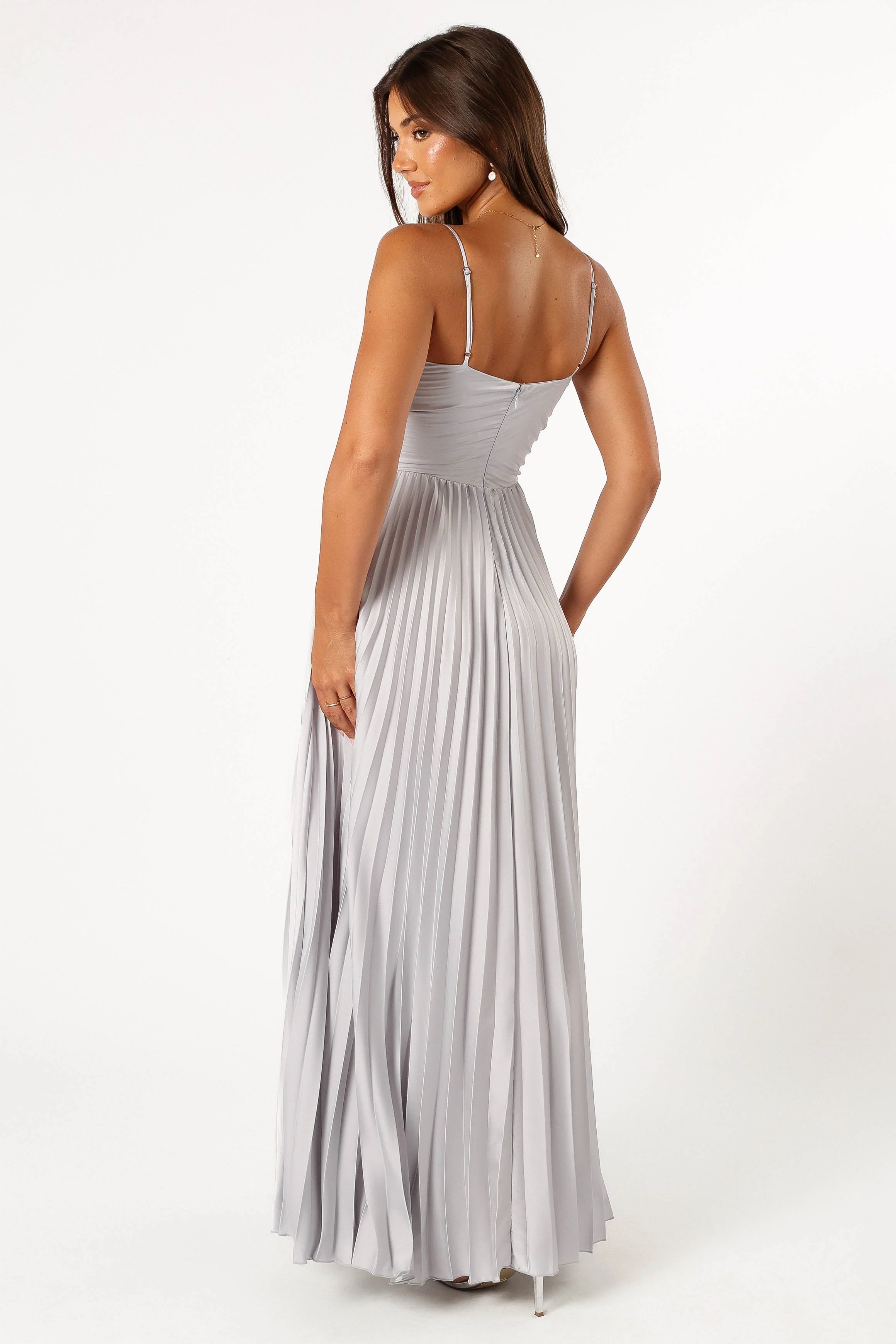 Naira Pleated Maxi Dress - Silver