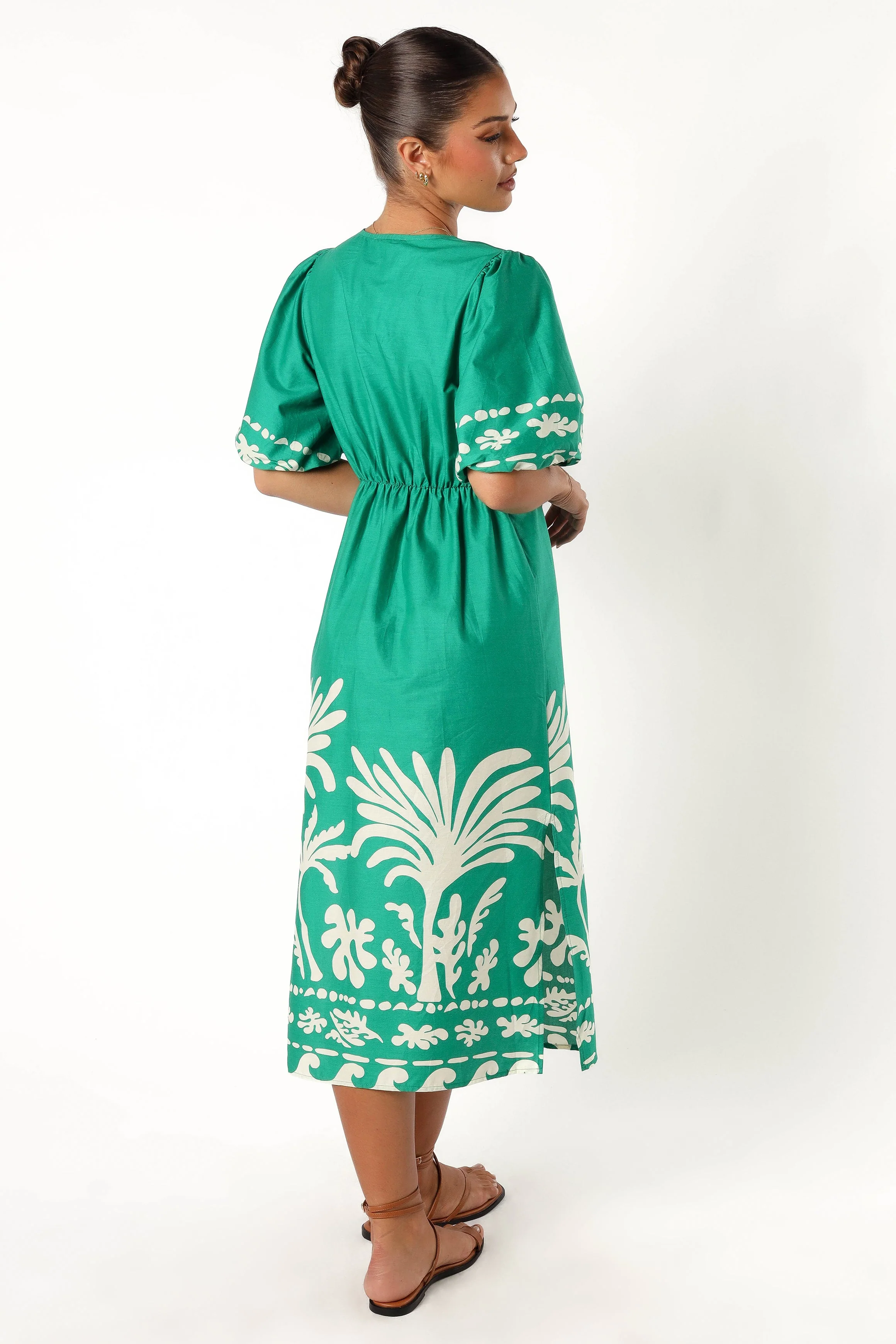 Chinta Midi Dress - Green Print