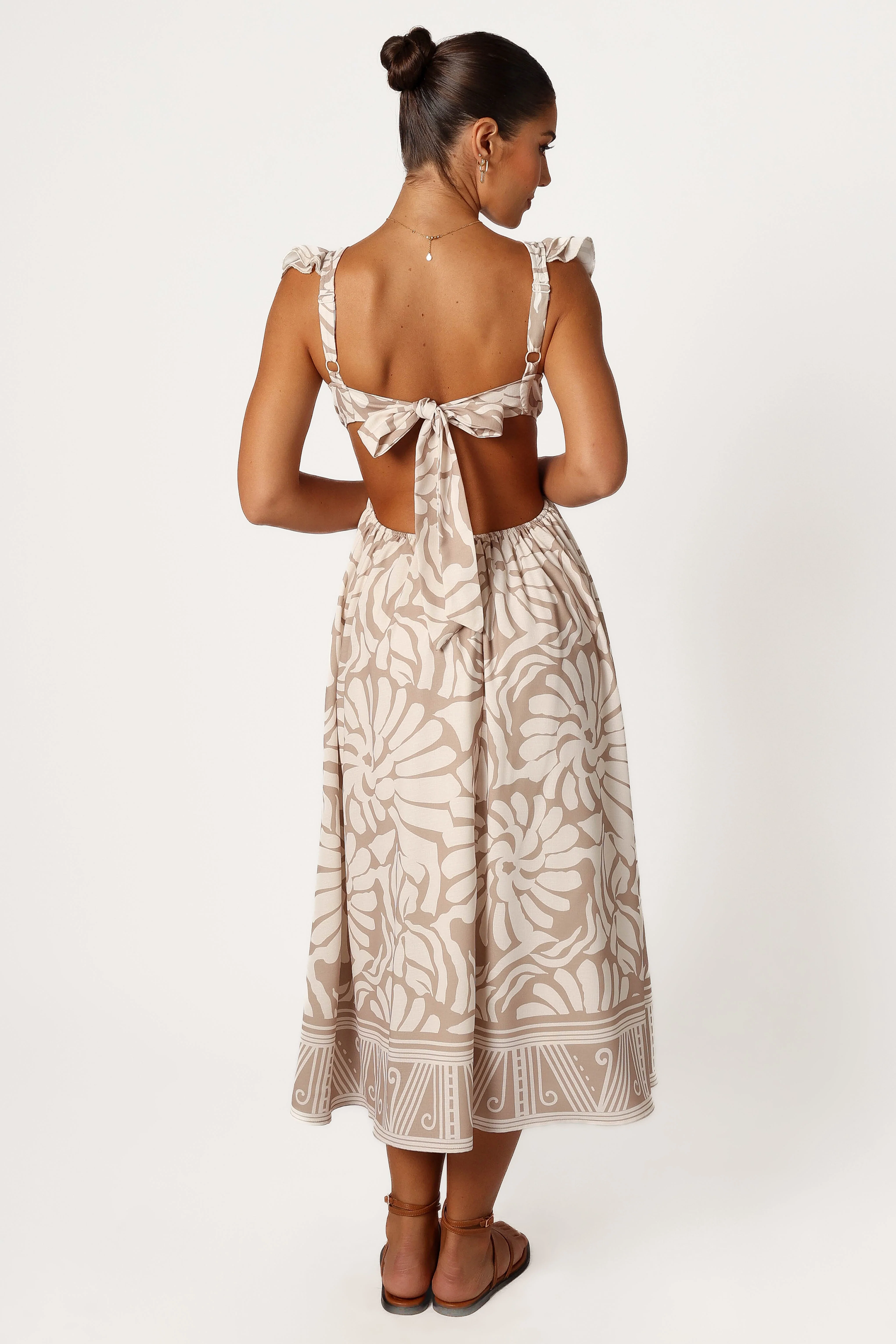 Denali Midi Dress - Beige Print