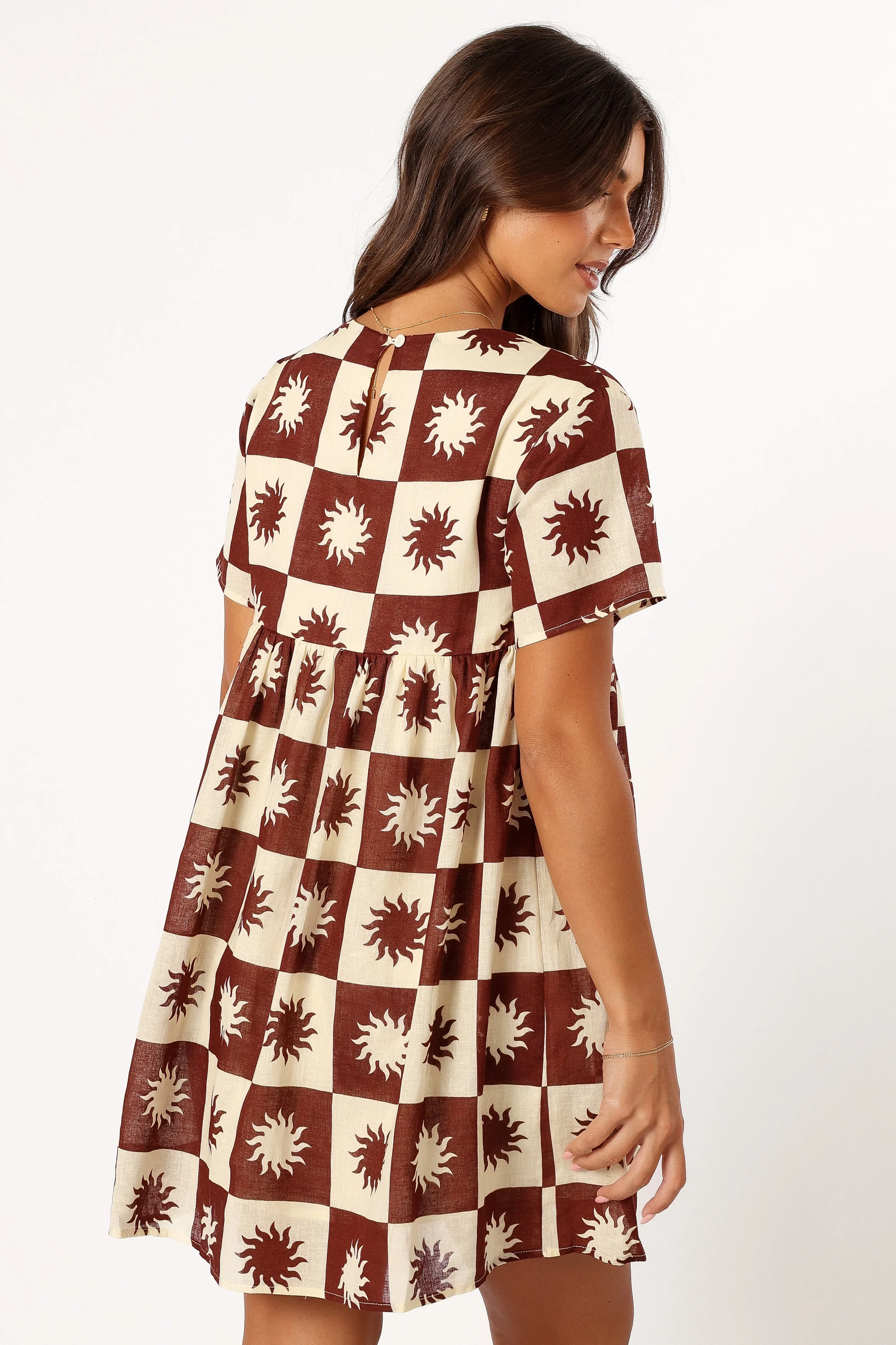 Carter Mini Dress - Brown Cream