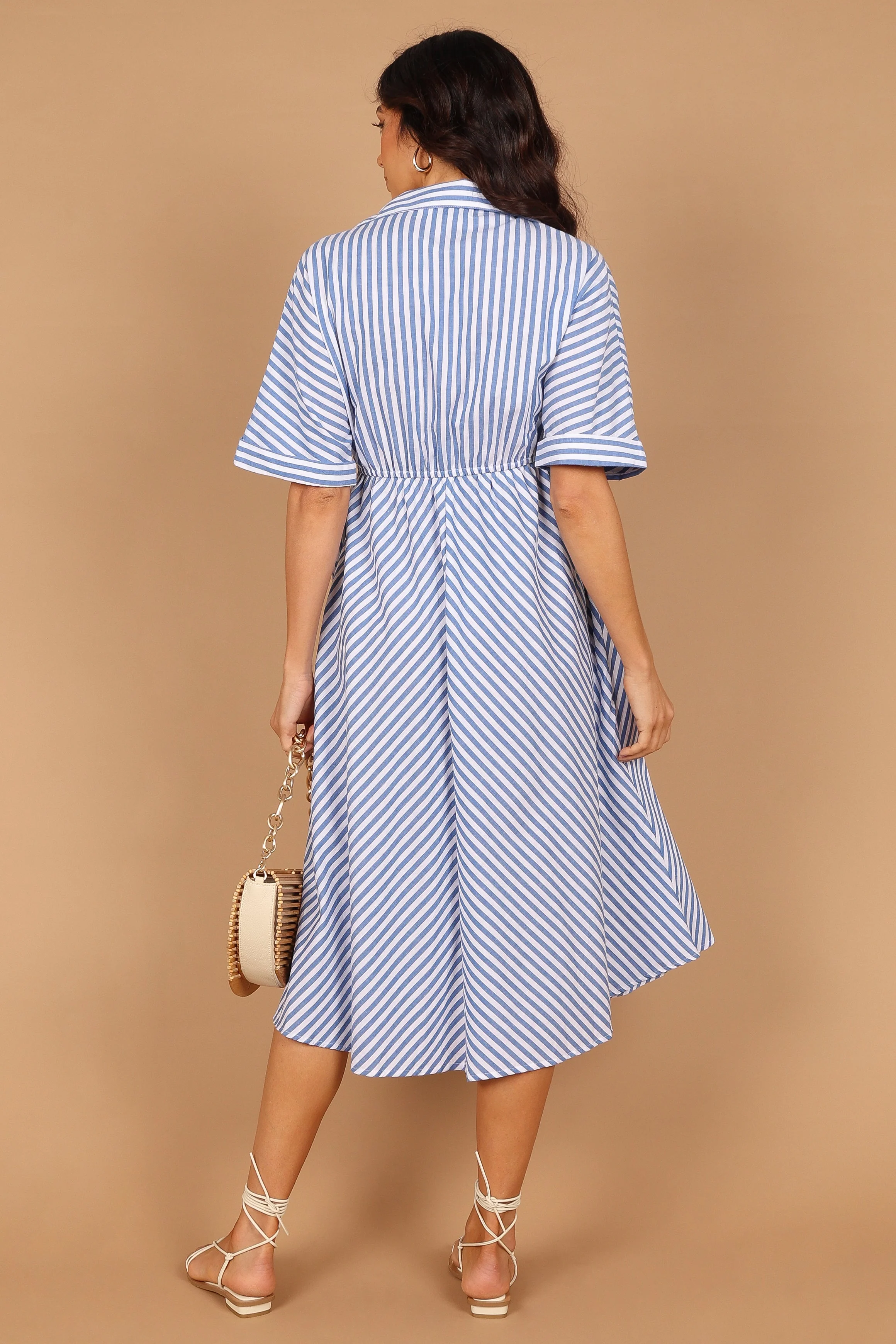 Finn Collared Midi Dress - Blue Stripe