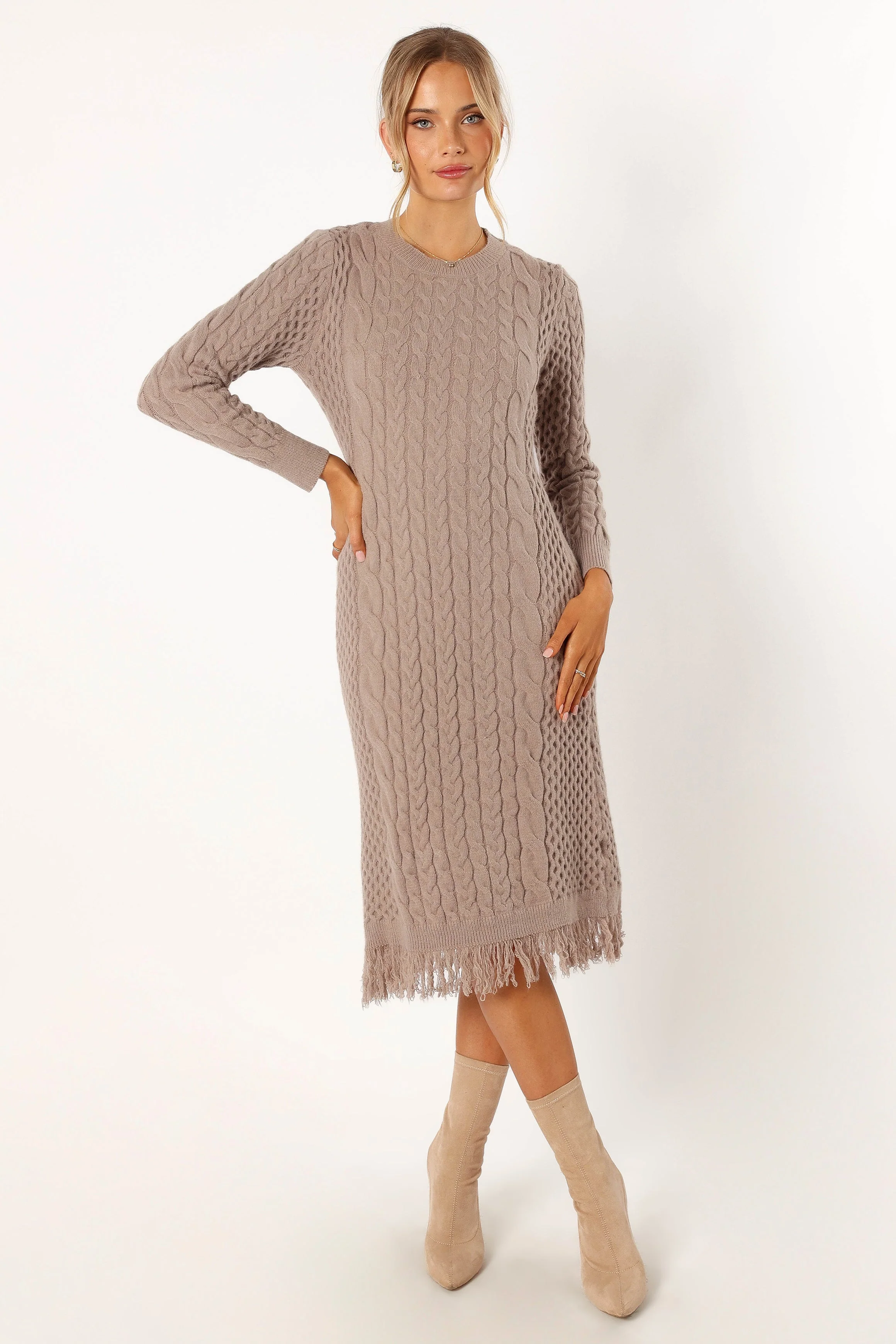 Roberta Long Sleeve Knit Dress - Grey