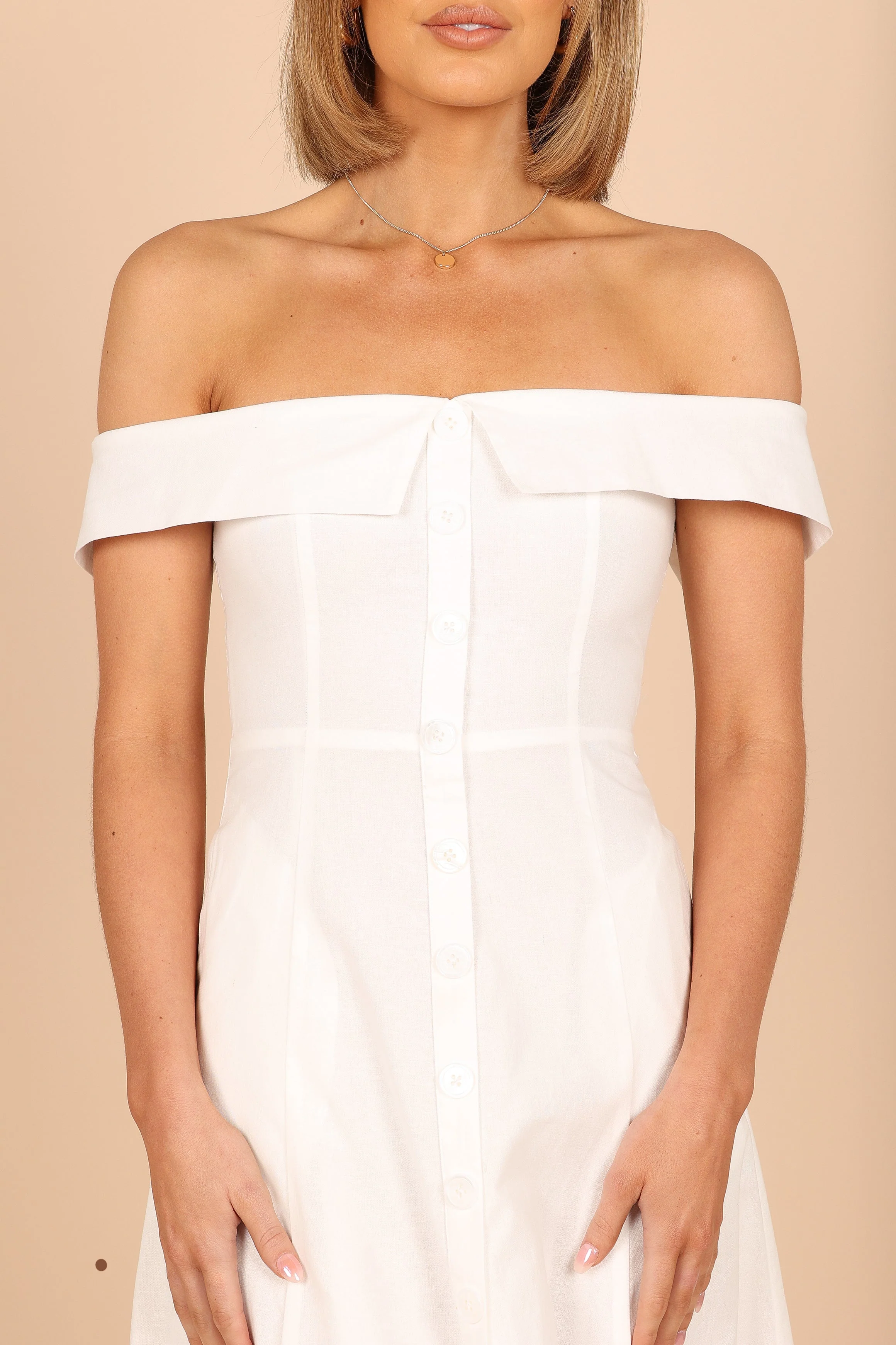 Lulu Off Shoulder Midi Dress - White