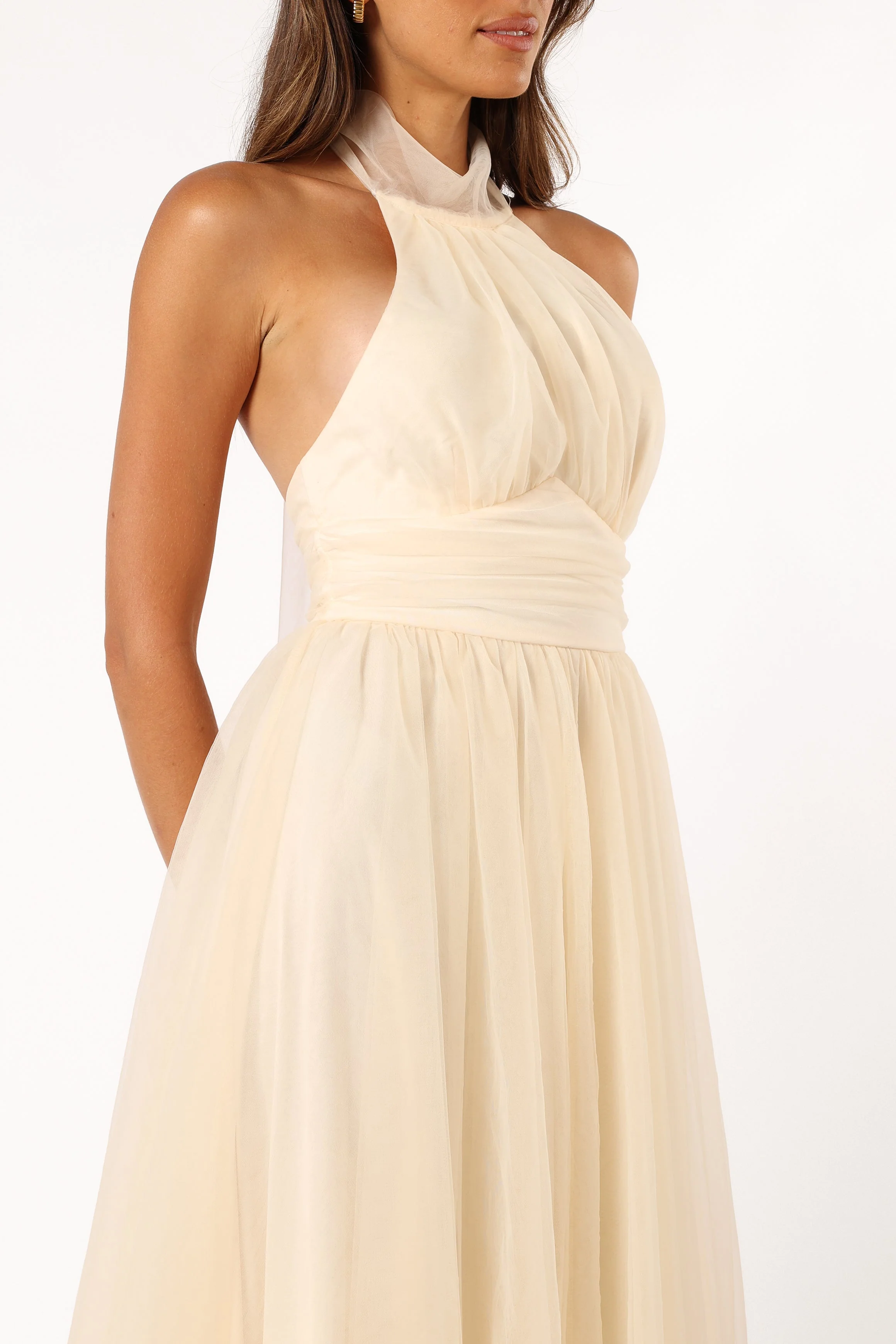 Aletta Halterneck Midi Dress - Cream