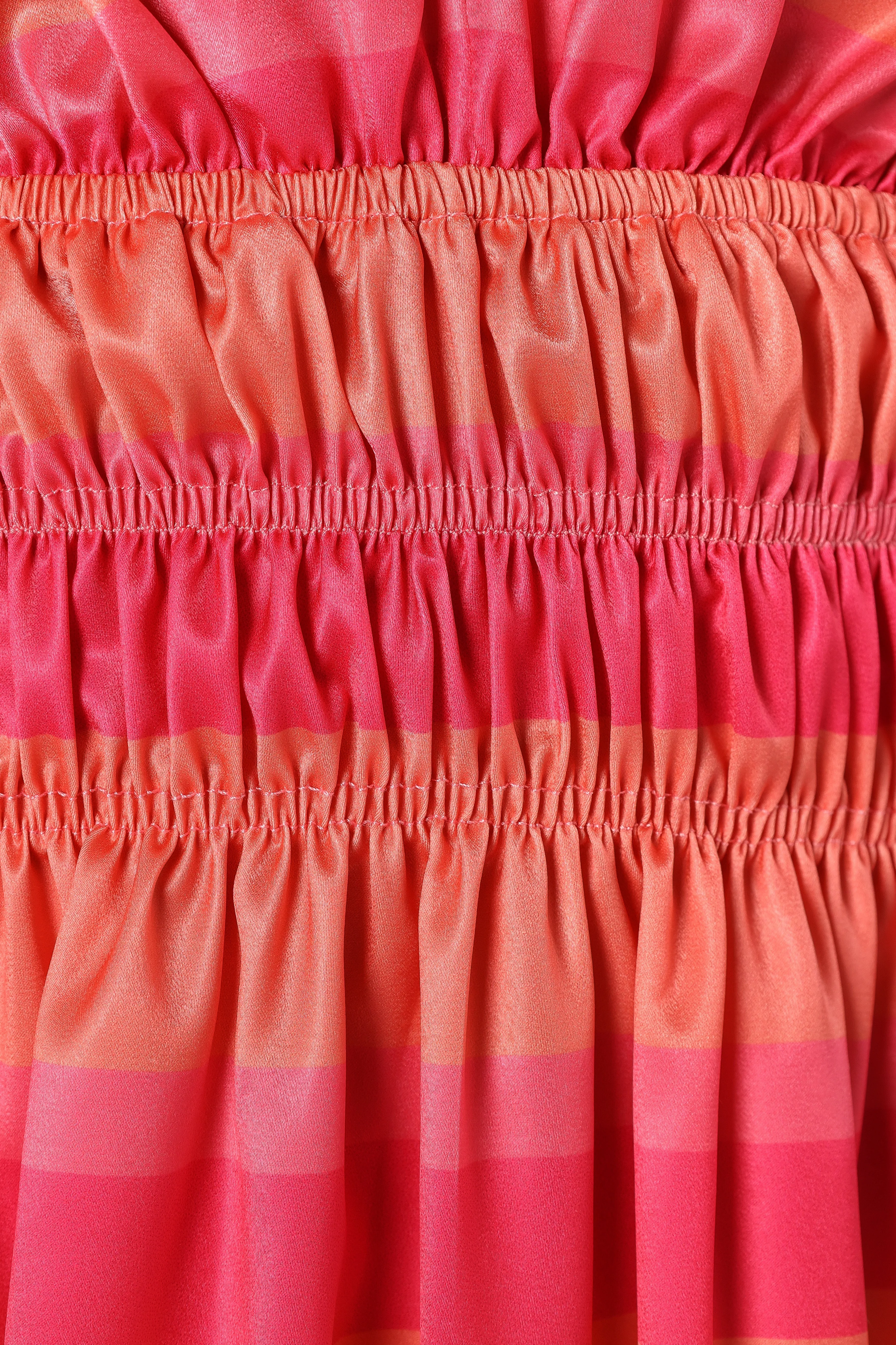 Lennon Puff Sleeve Midi Dress - Pink Orange