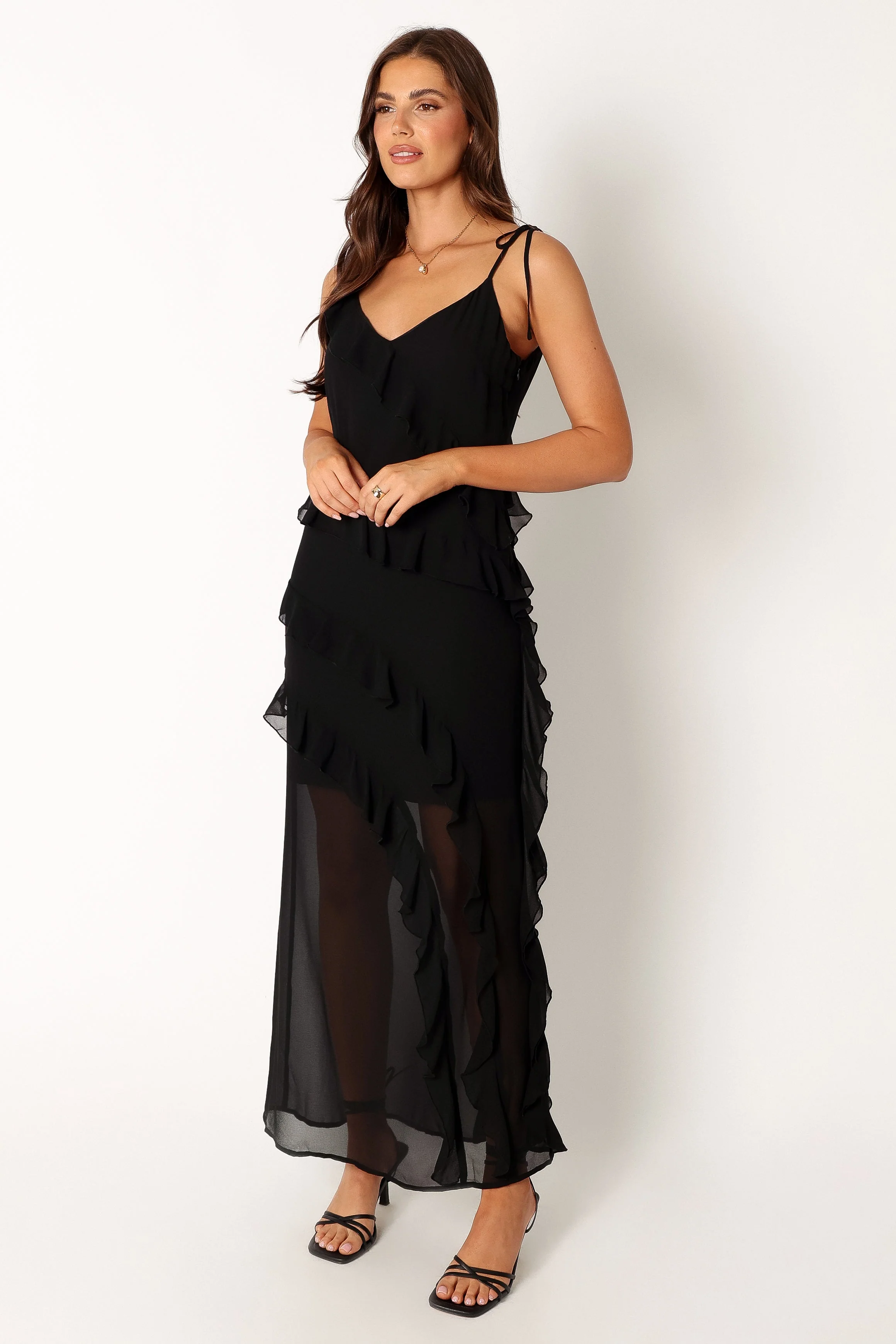 Demi Ruffle Maxi Dress - Black