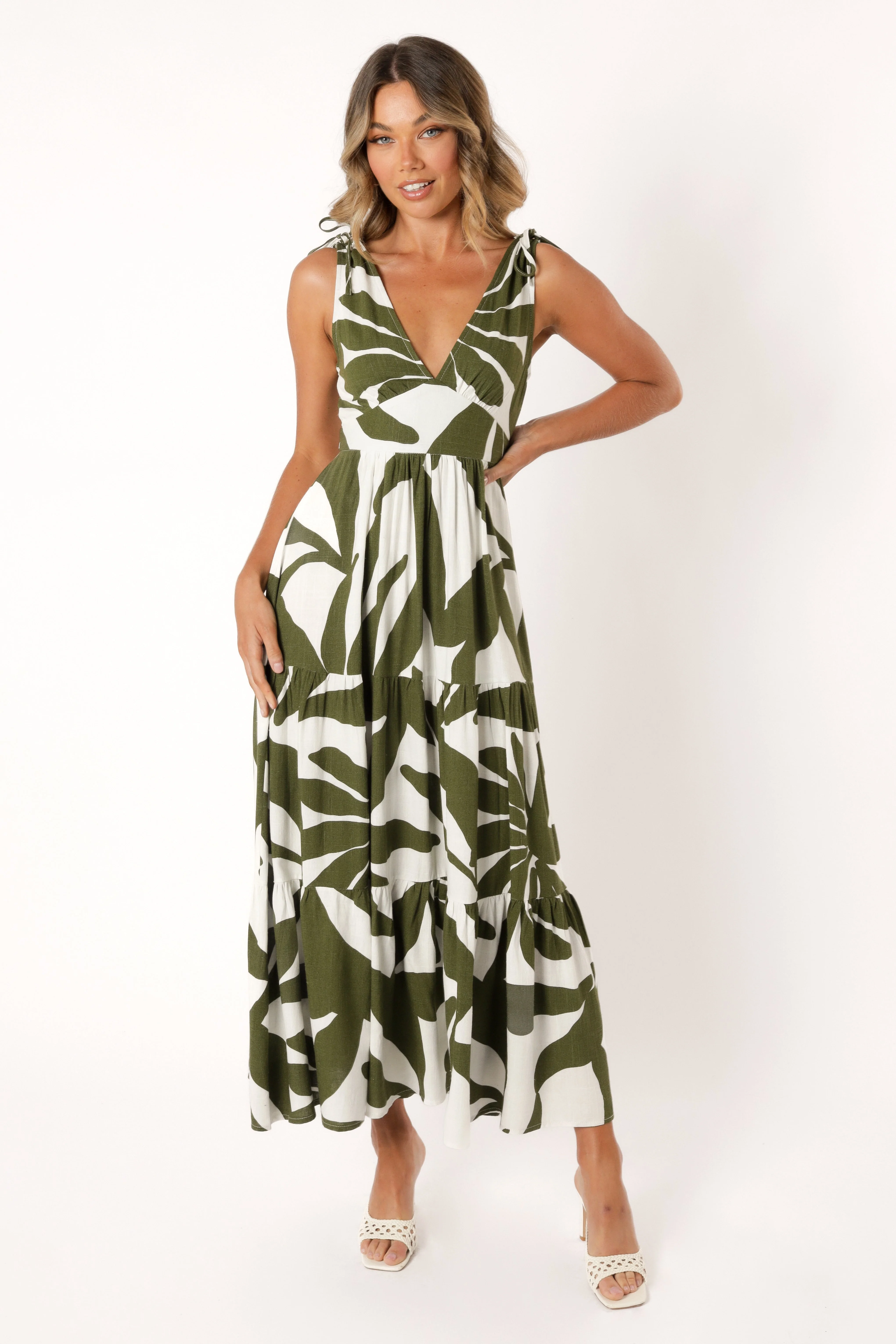 Zora Maxi Dress - Olive Palm