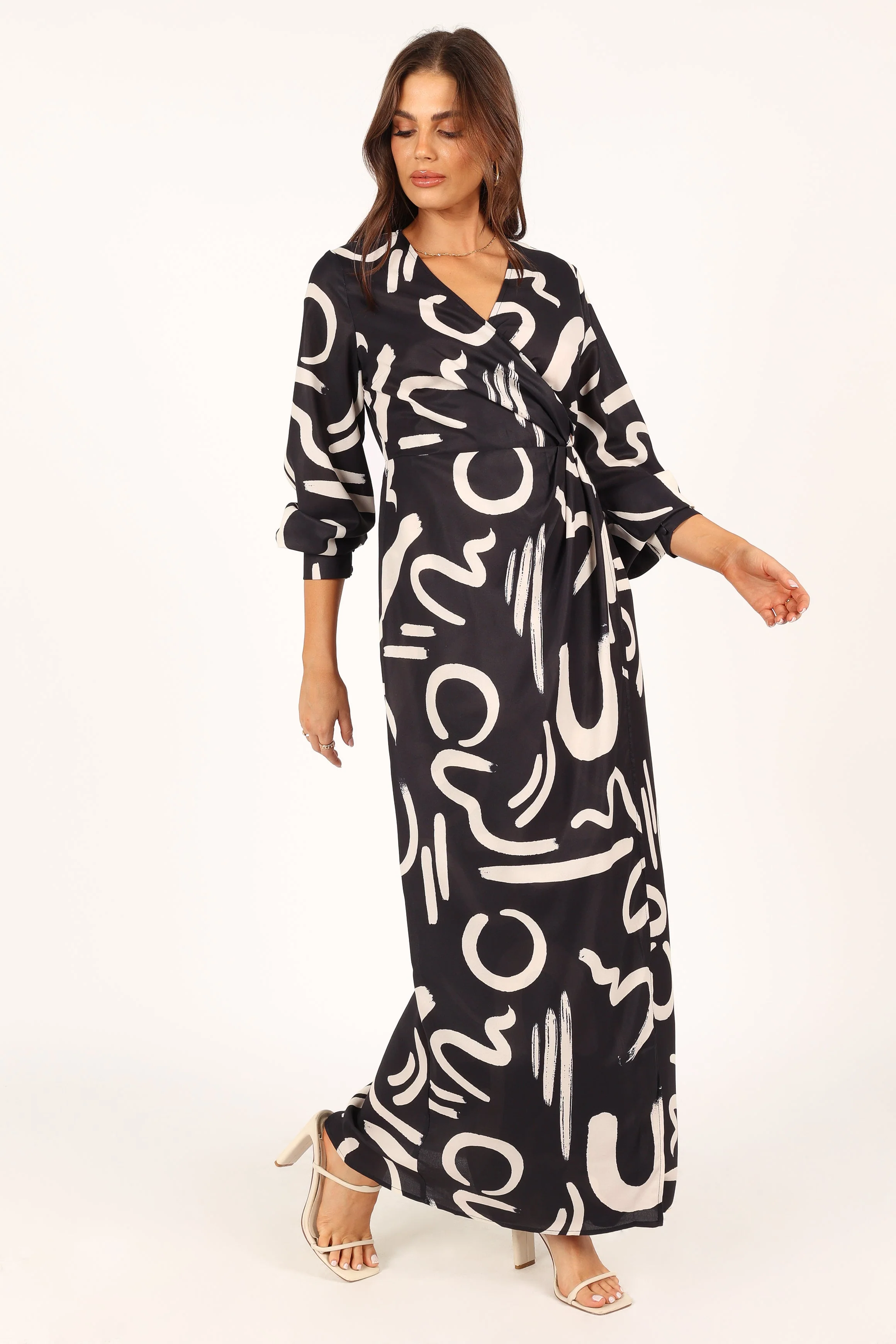 Helen Long Sleeve Maxi Dress - Black White