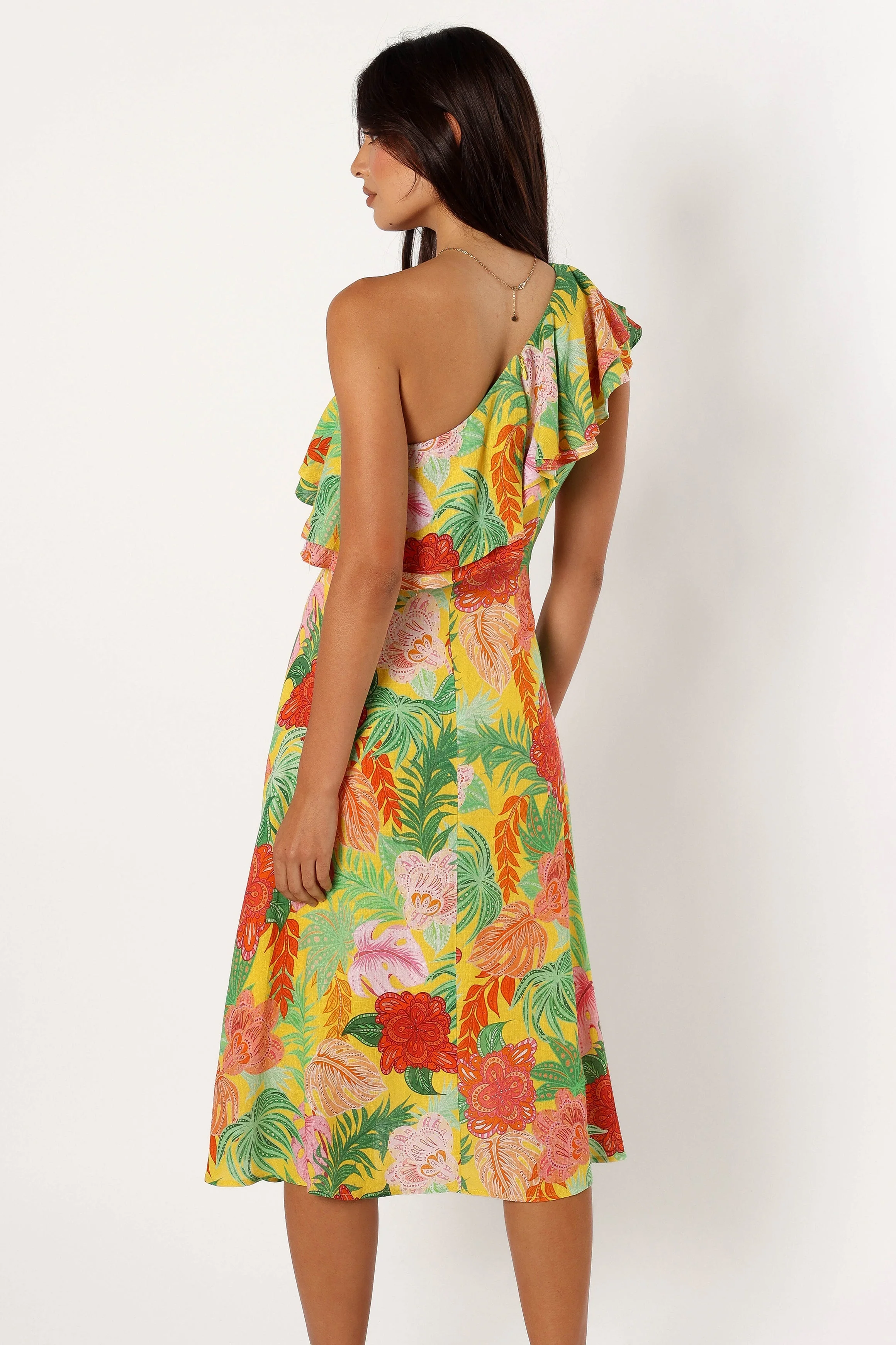 Kalama One Shoulder Midi Dress - Leilani Print