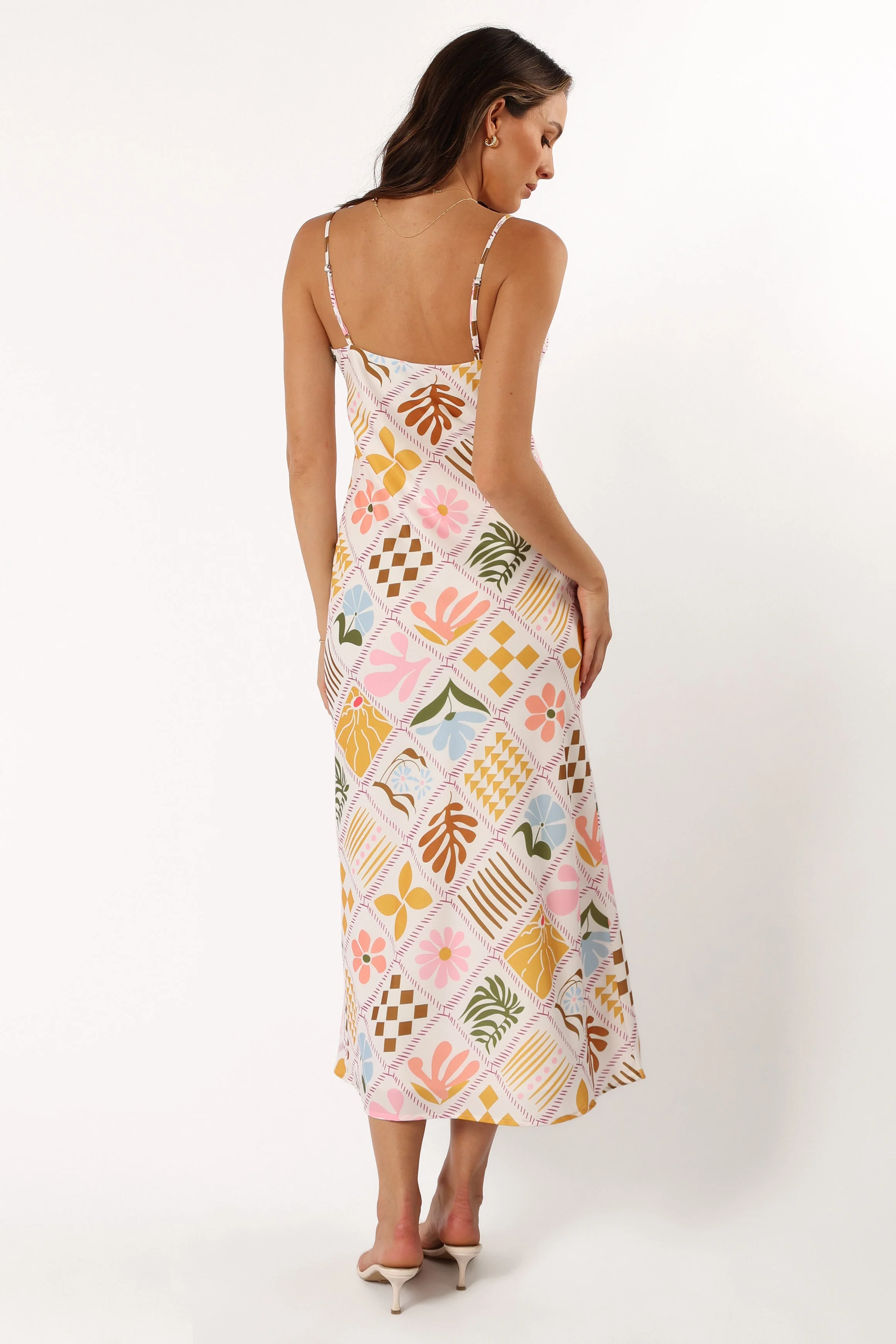 Darlene Maxi Slip Dress - White Multi