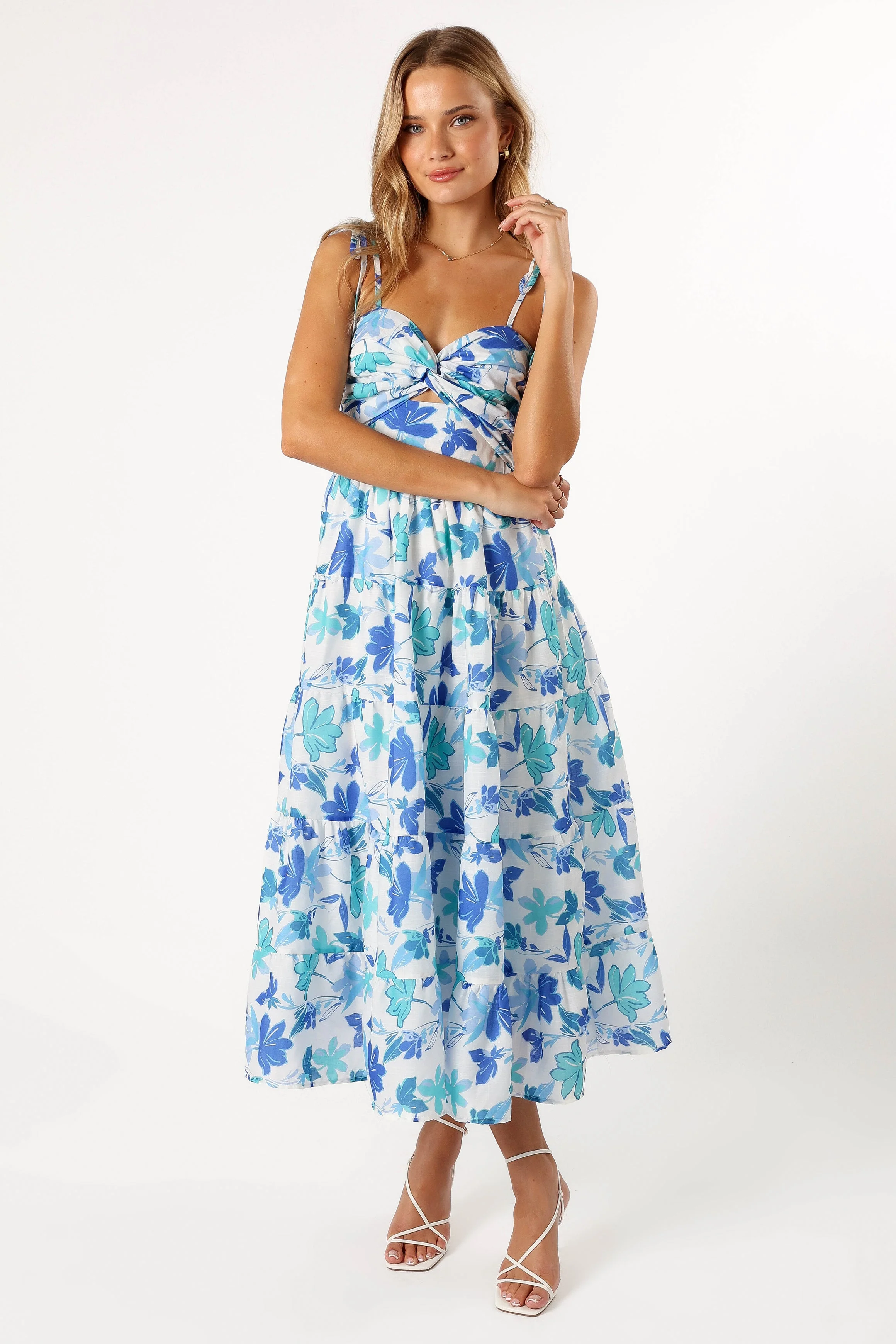 Lulu Cut Out Maxi Dress - Blue Floral