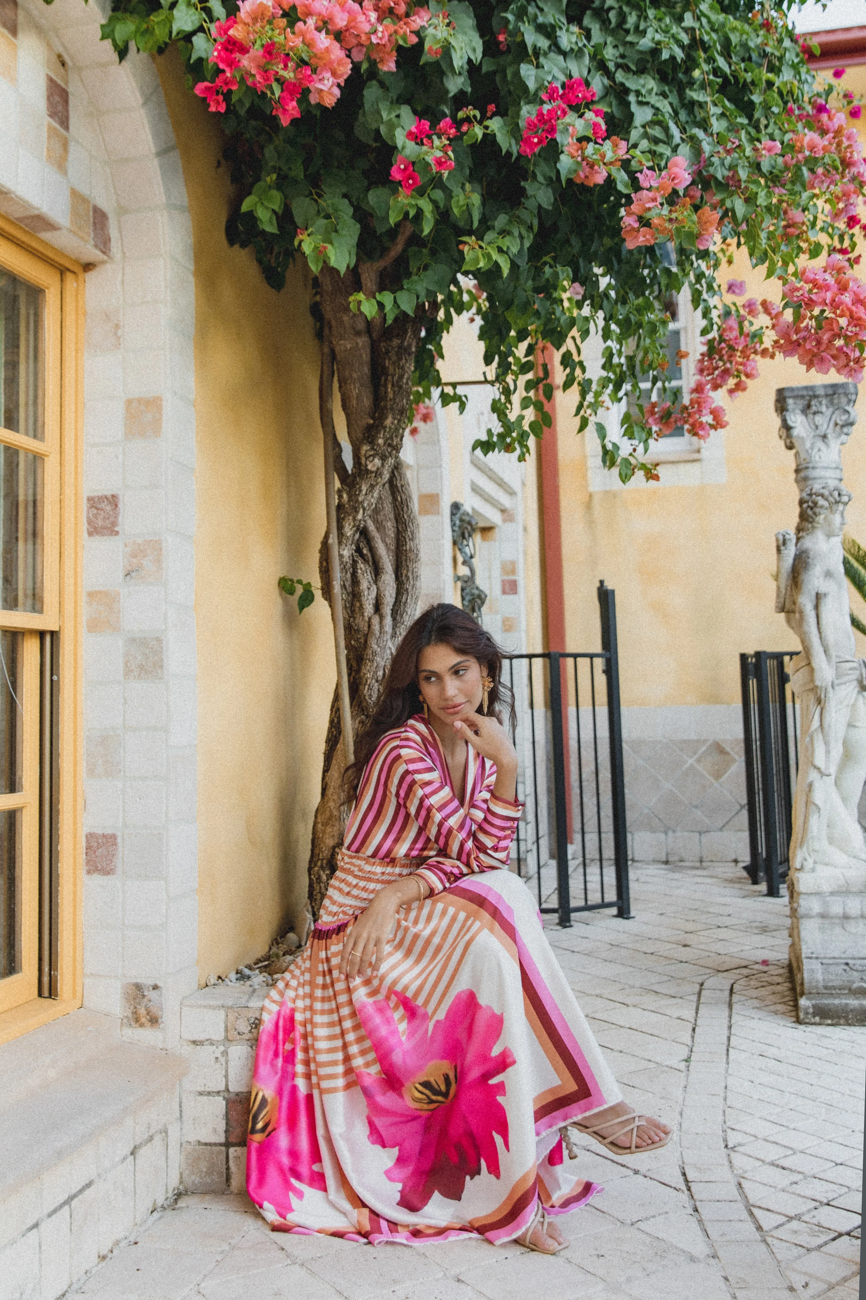 Emilia Long Sleeve Maxi Dress - Pink Stripe