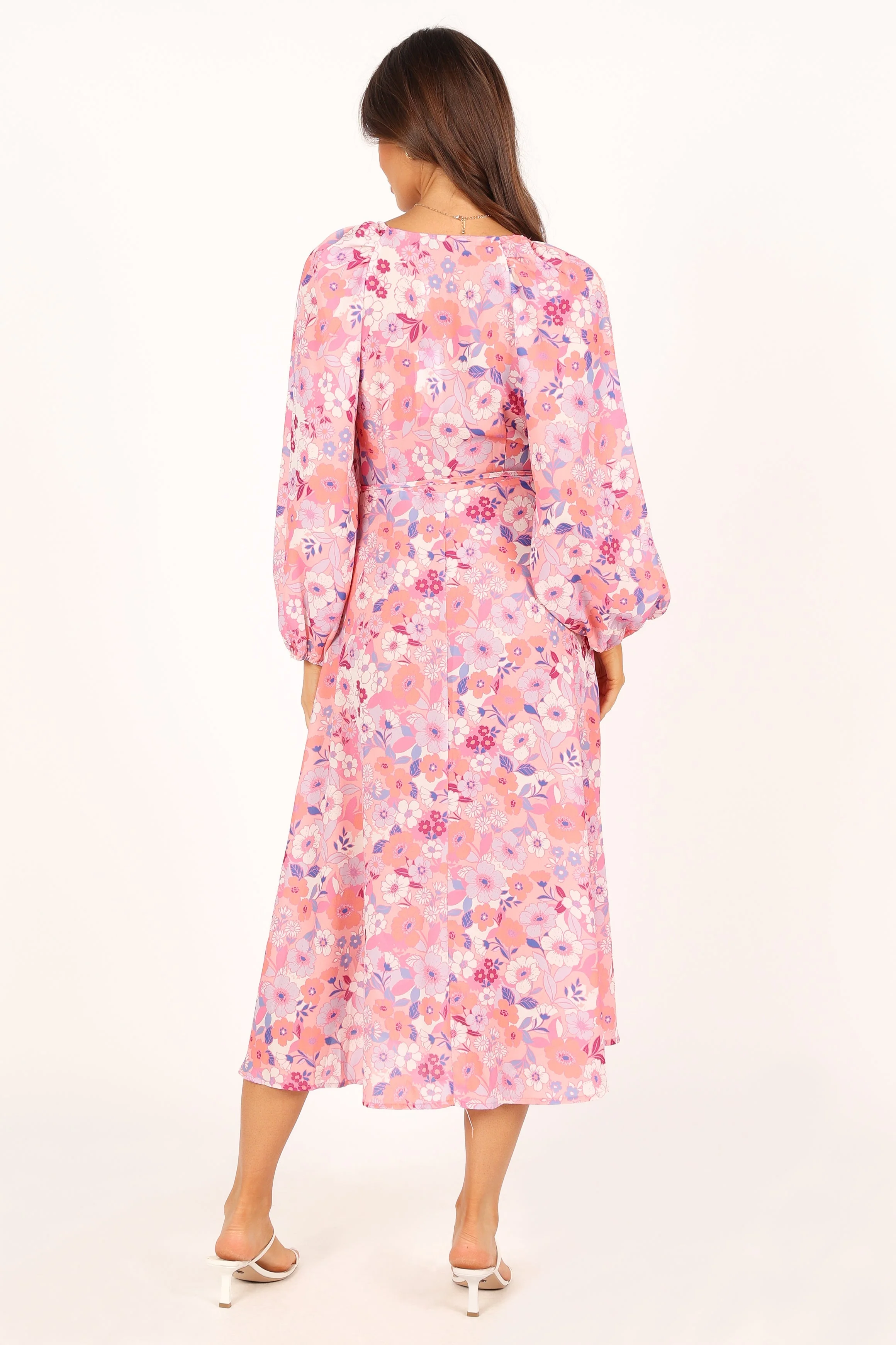 Phiona Long Sleeve Midi Dress - Pink Floral