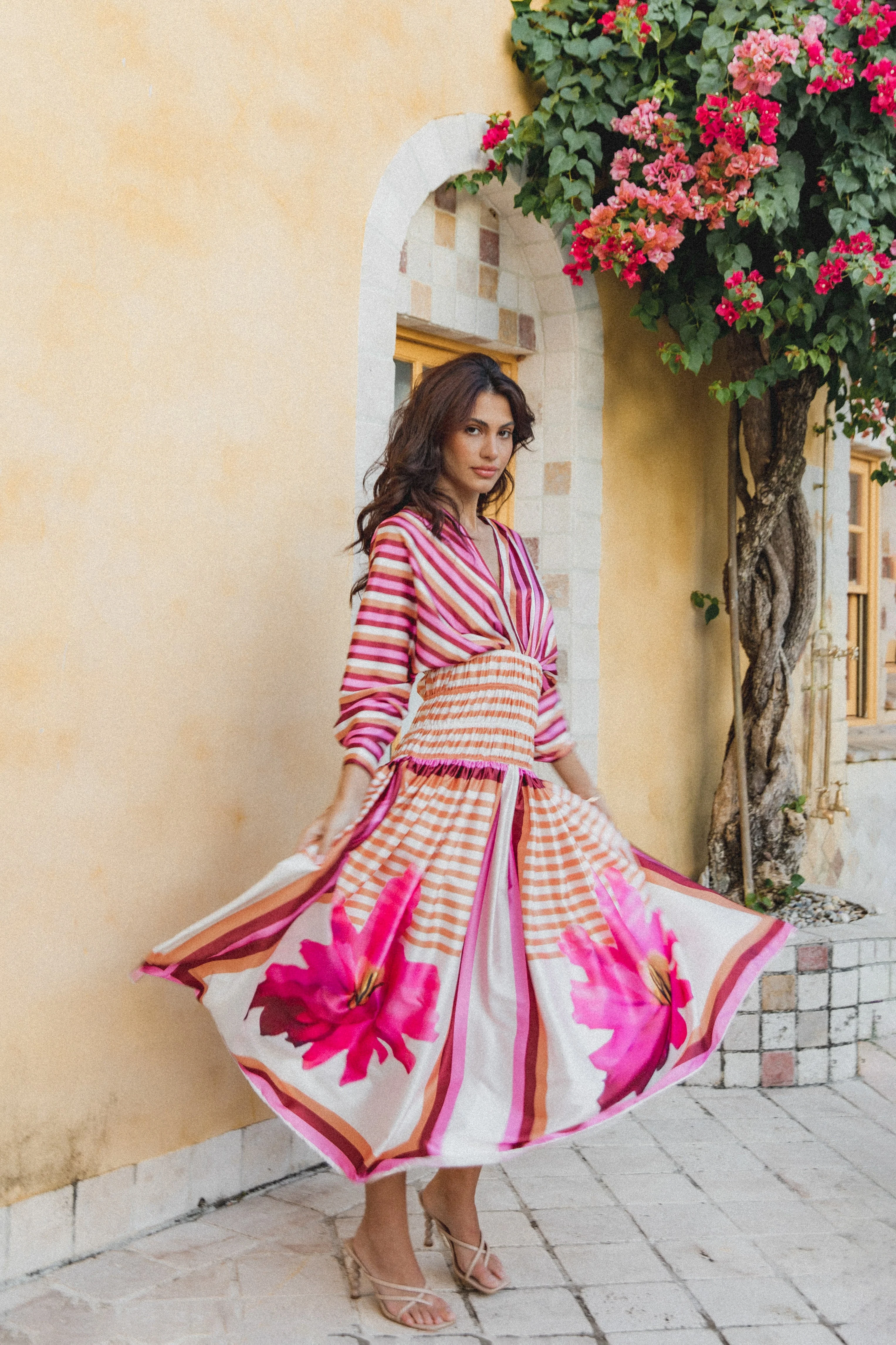 Emilia Long Sleeve Maxi Dress - Pink Stripe