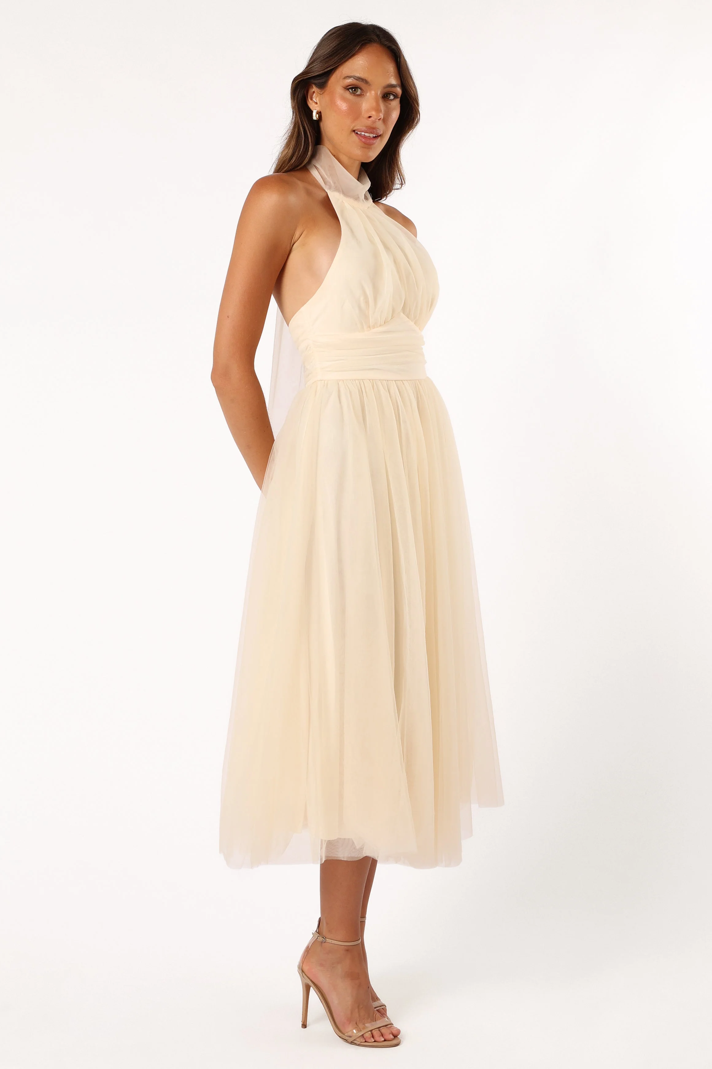 Aletta Halterneck Midi Dress - Cream