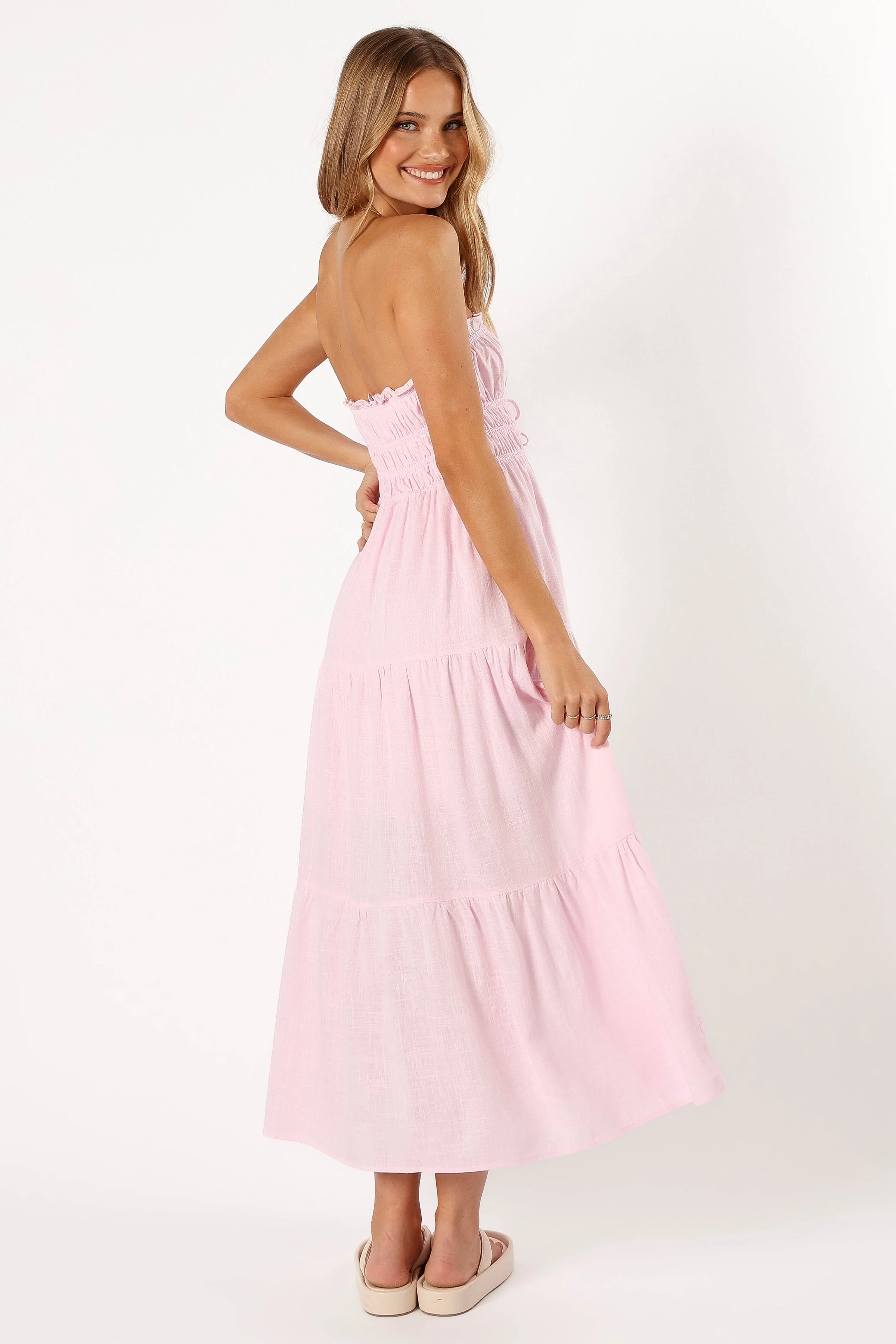Iris Strapless Midi Dress - Pink