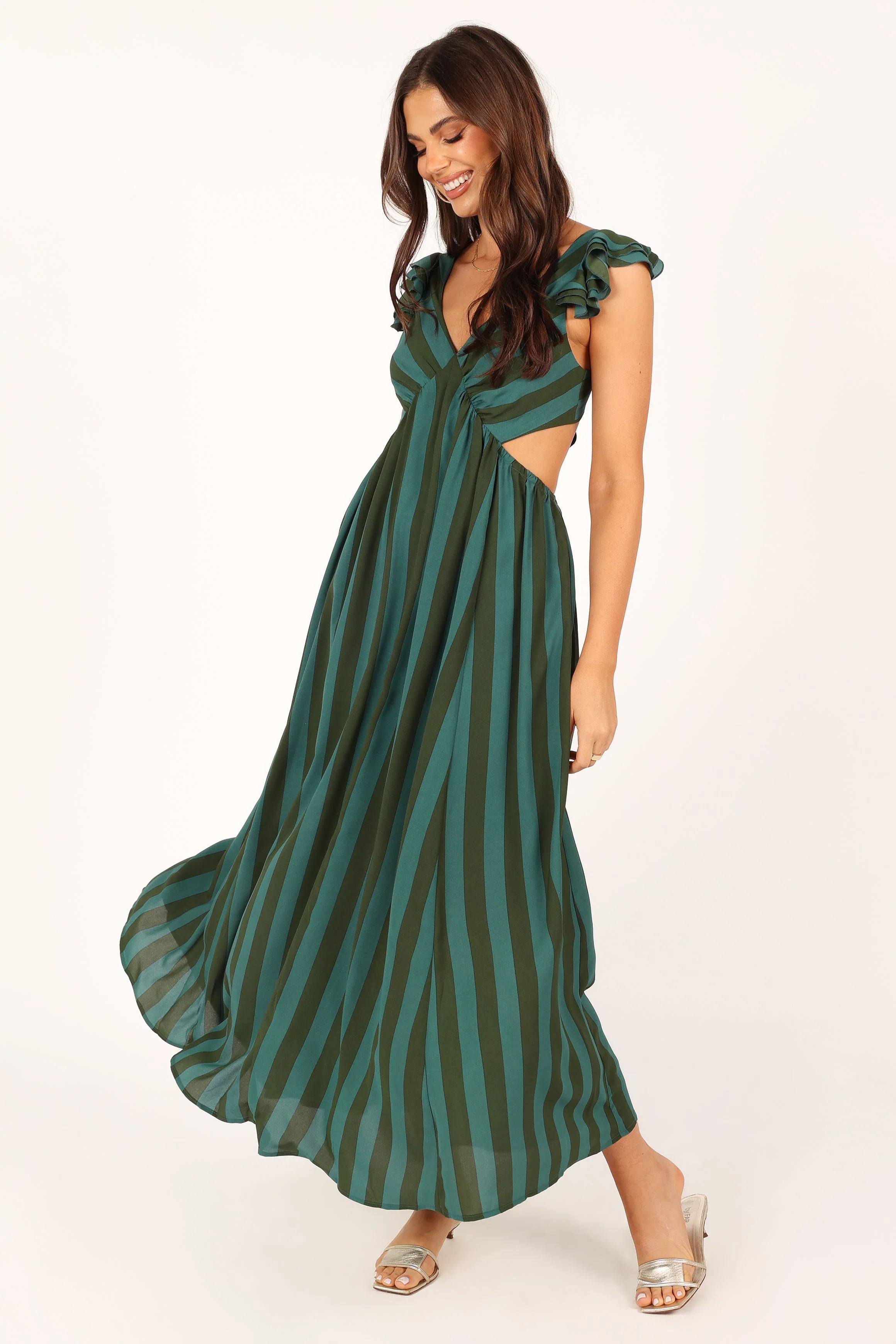 Viola Maxi Dress - Green Stripe