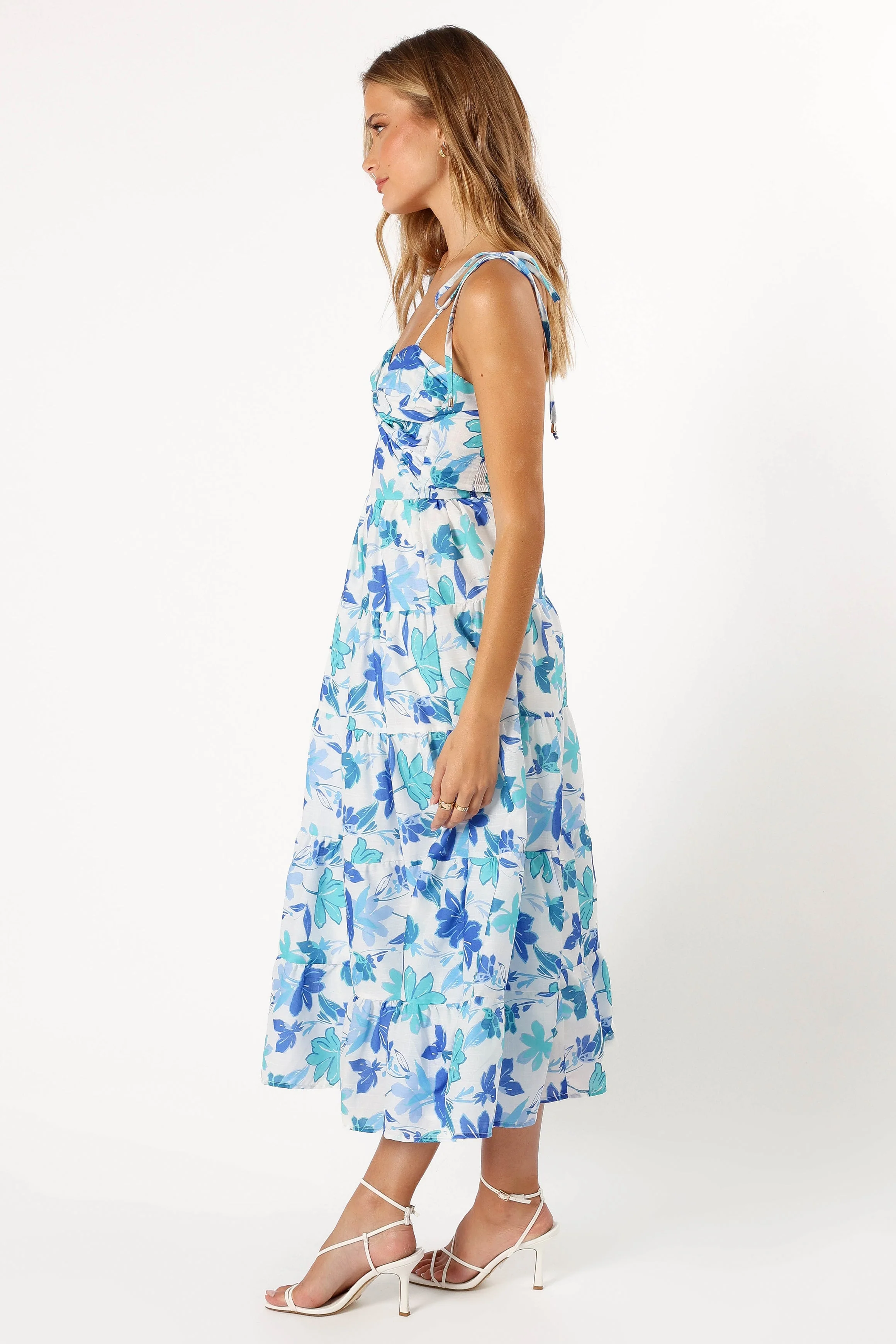 Lulu Cut Out Maxi Dress - Blue Floral
