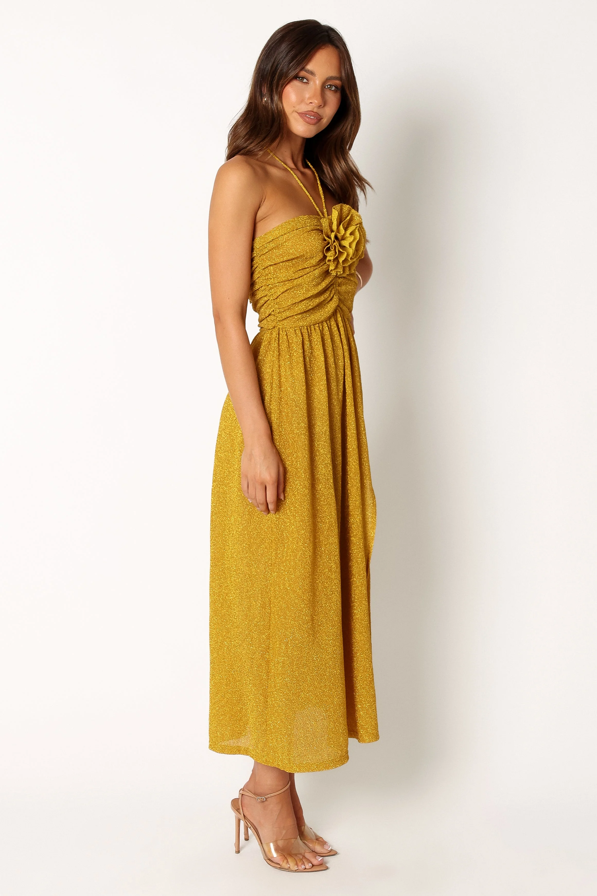 Arya Halterneck Midi Dress - Yellow