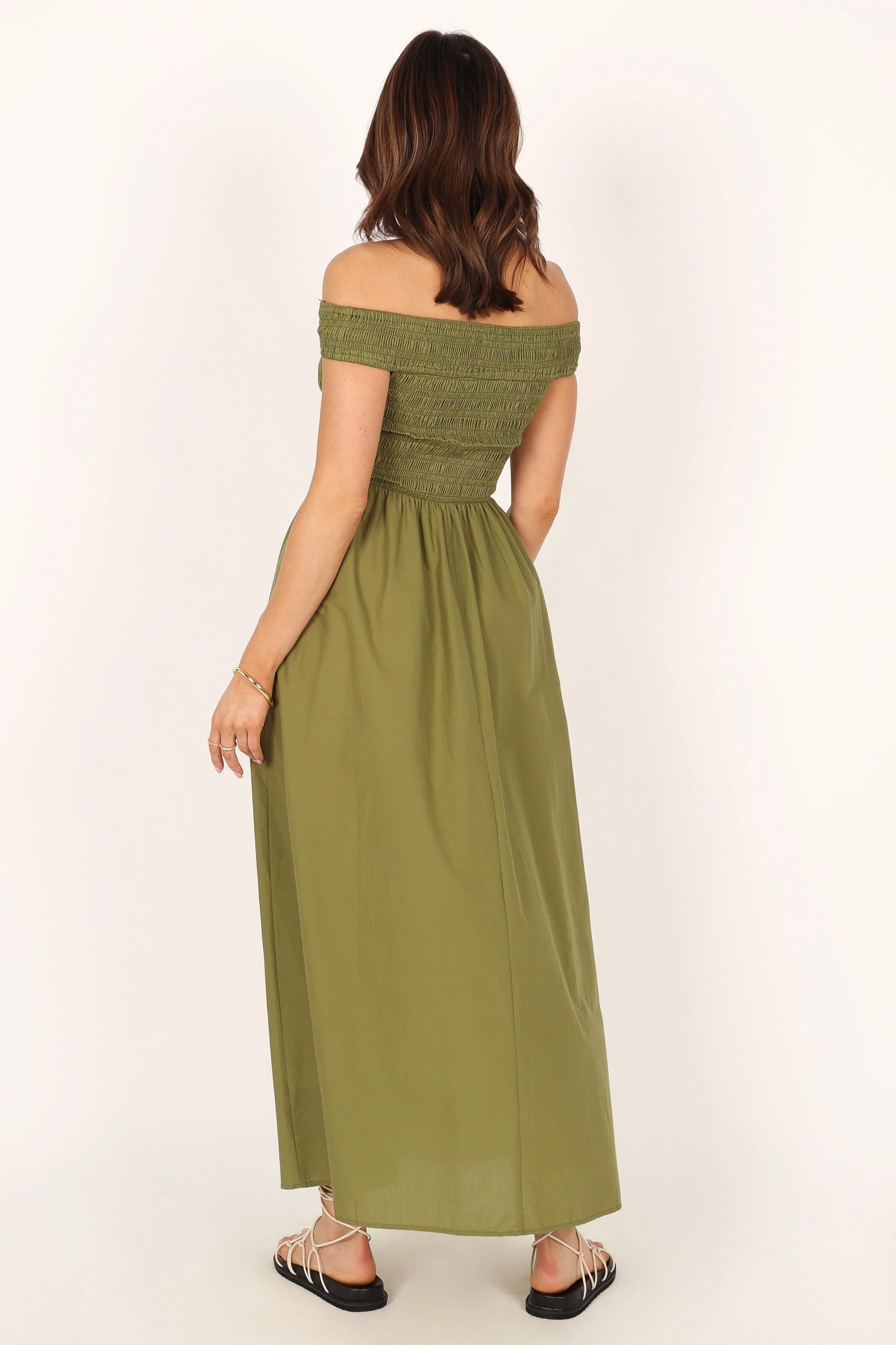 Tessa Off Shoulder Maxi Dress - Olive