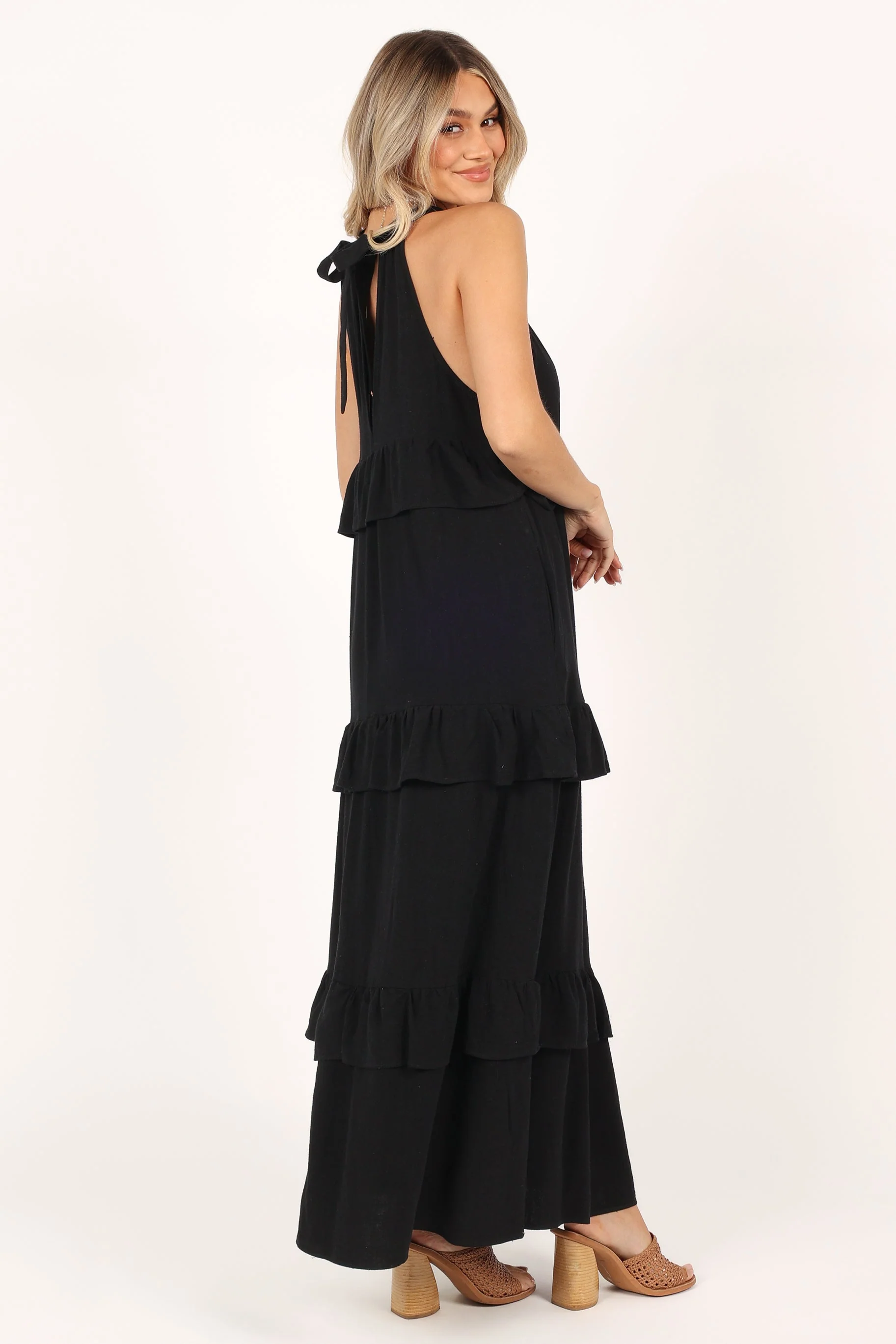 Priscilla Ruffle Maxi Dress - Black