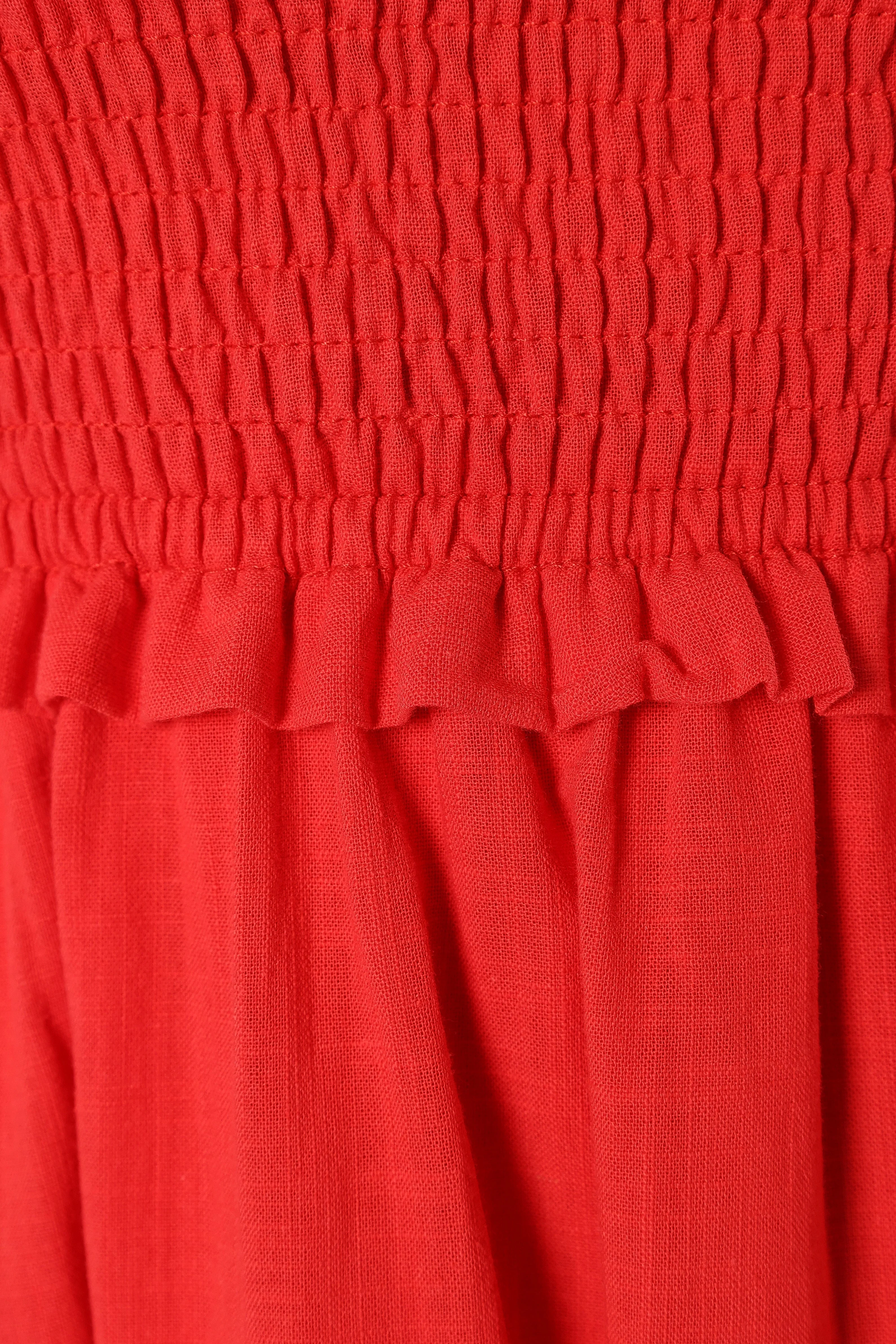 Katriona Strapless Midi Dress - Red