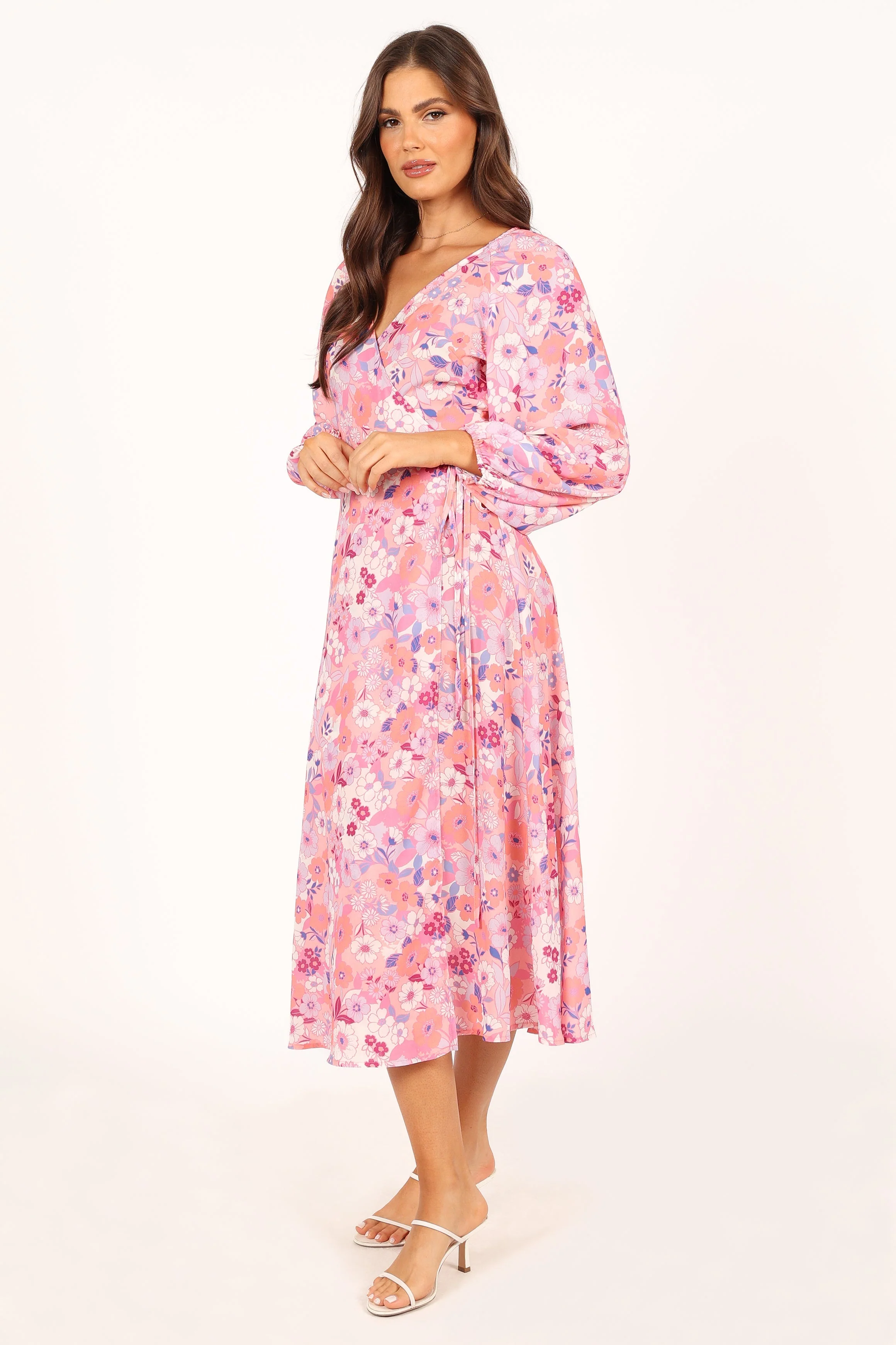 Phiona Long Sleeve Midi Dress - Pink Floral