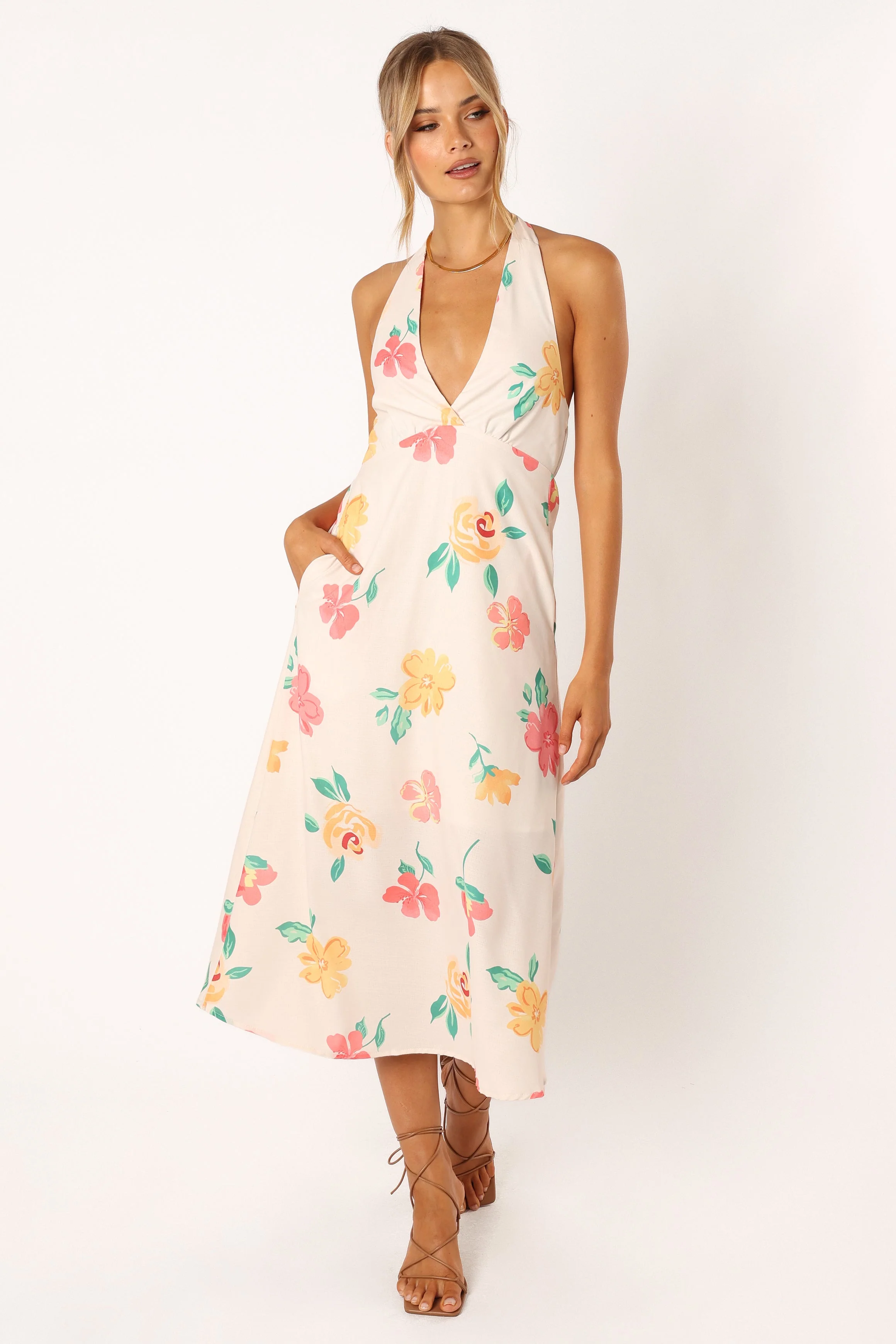 Lylly Floral Midi Dress - White