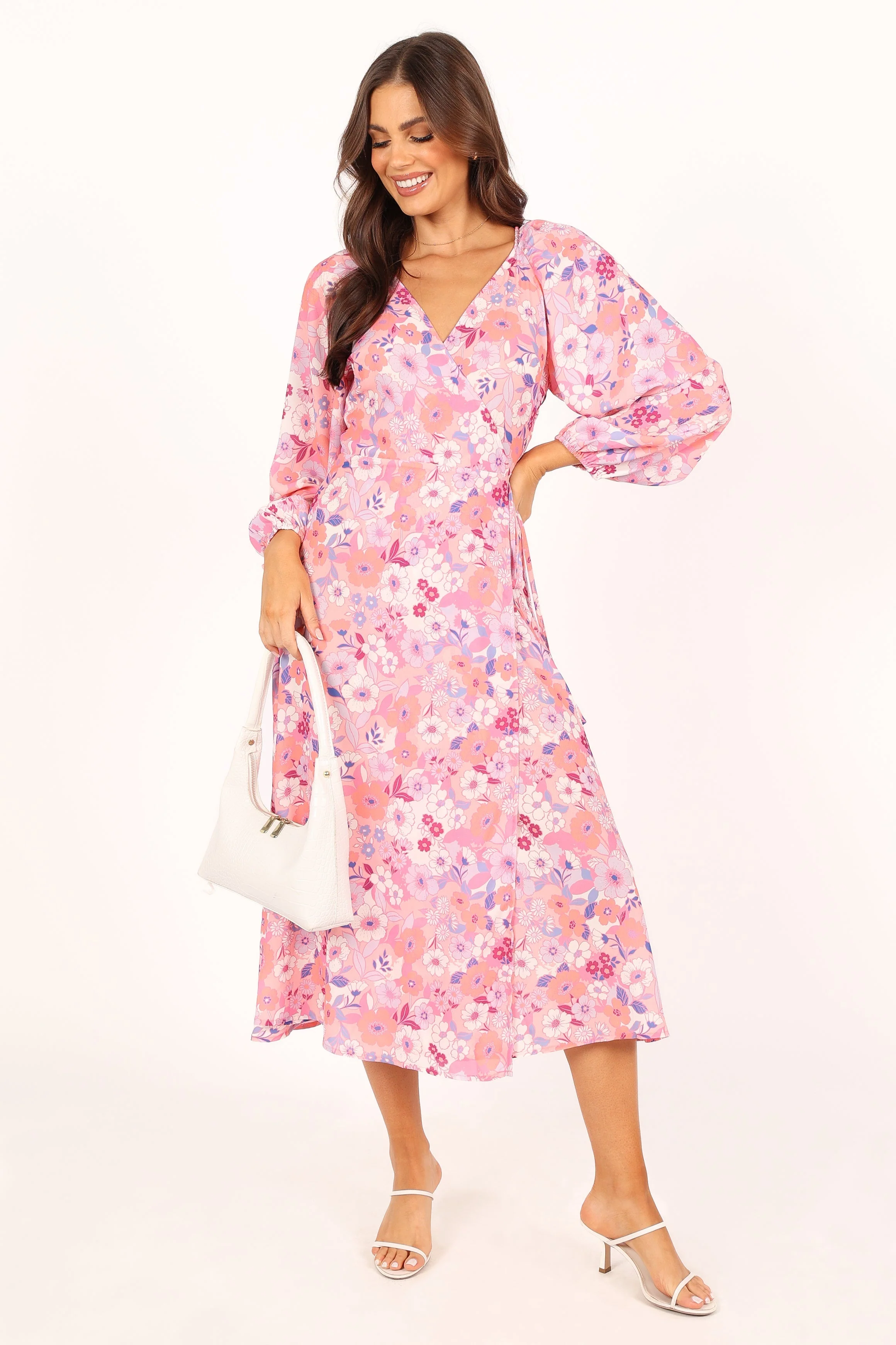 Phiona Long Sleeve Midi Dress - Pink Floral