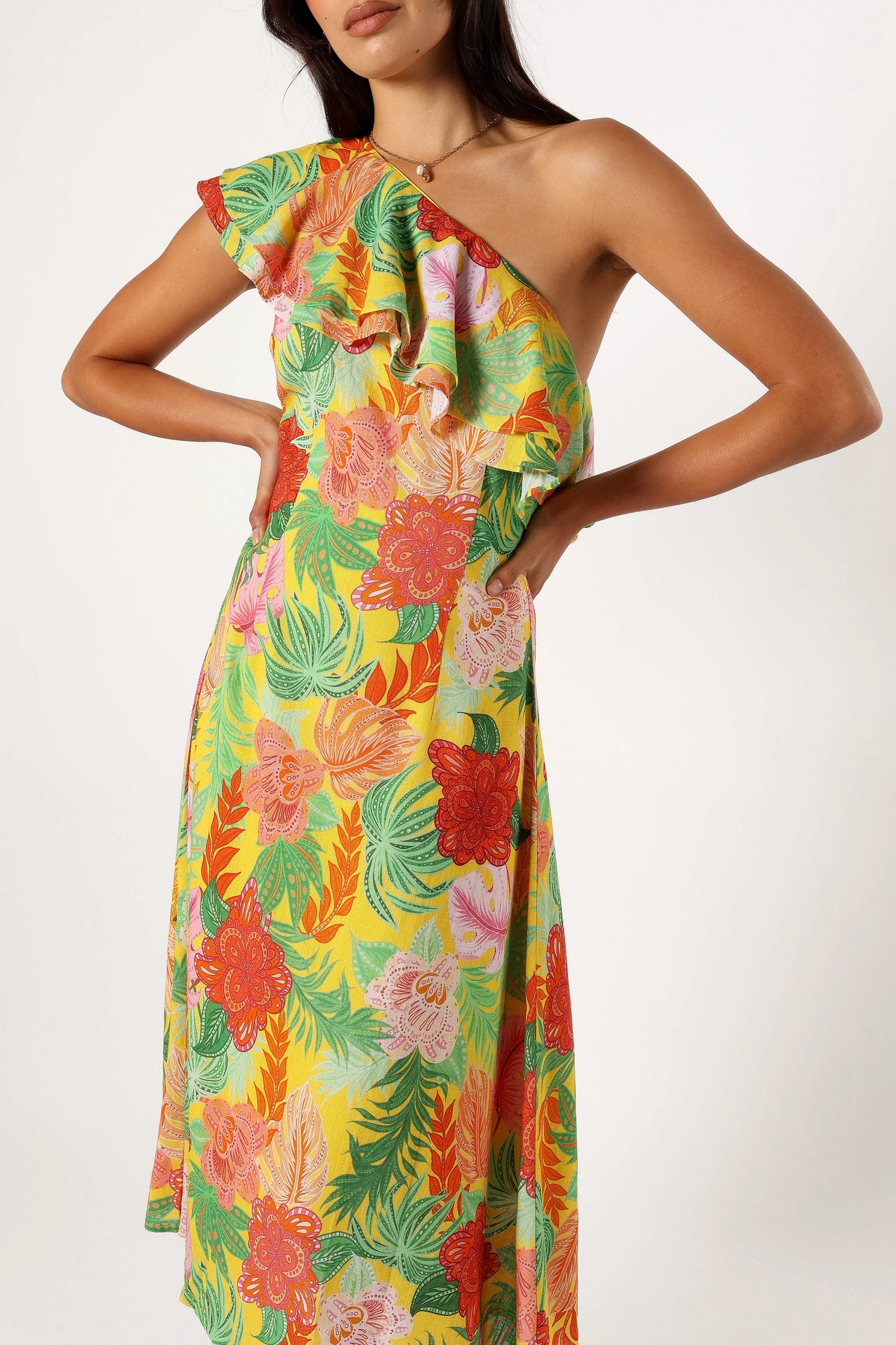 Kalama One Shoulder Midi Dress - Leilani Print