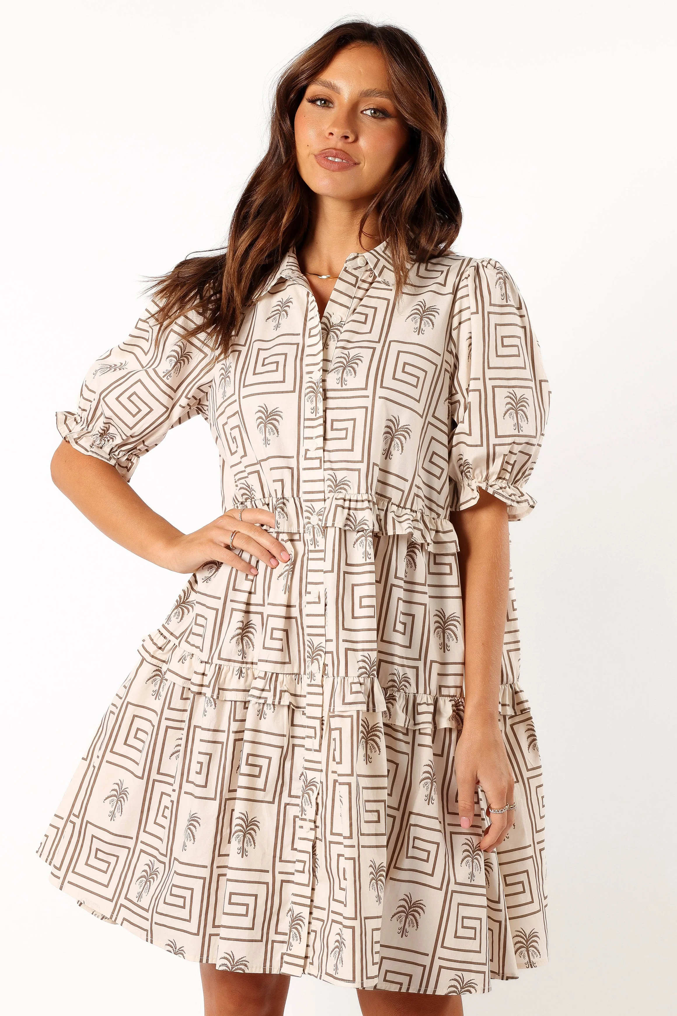 Huntley Mini Dress - Cream Chocolate