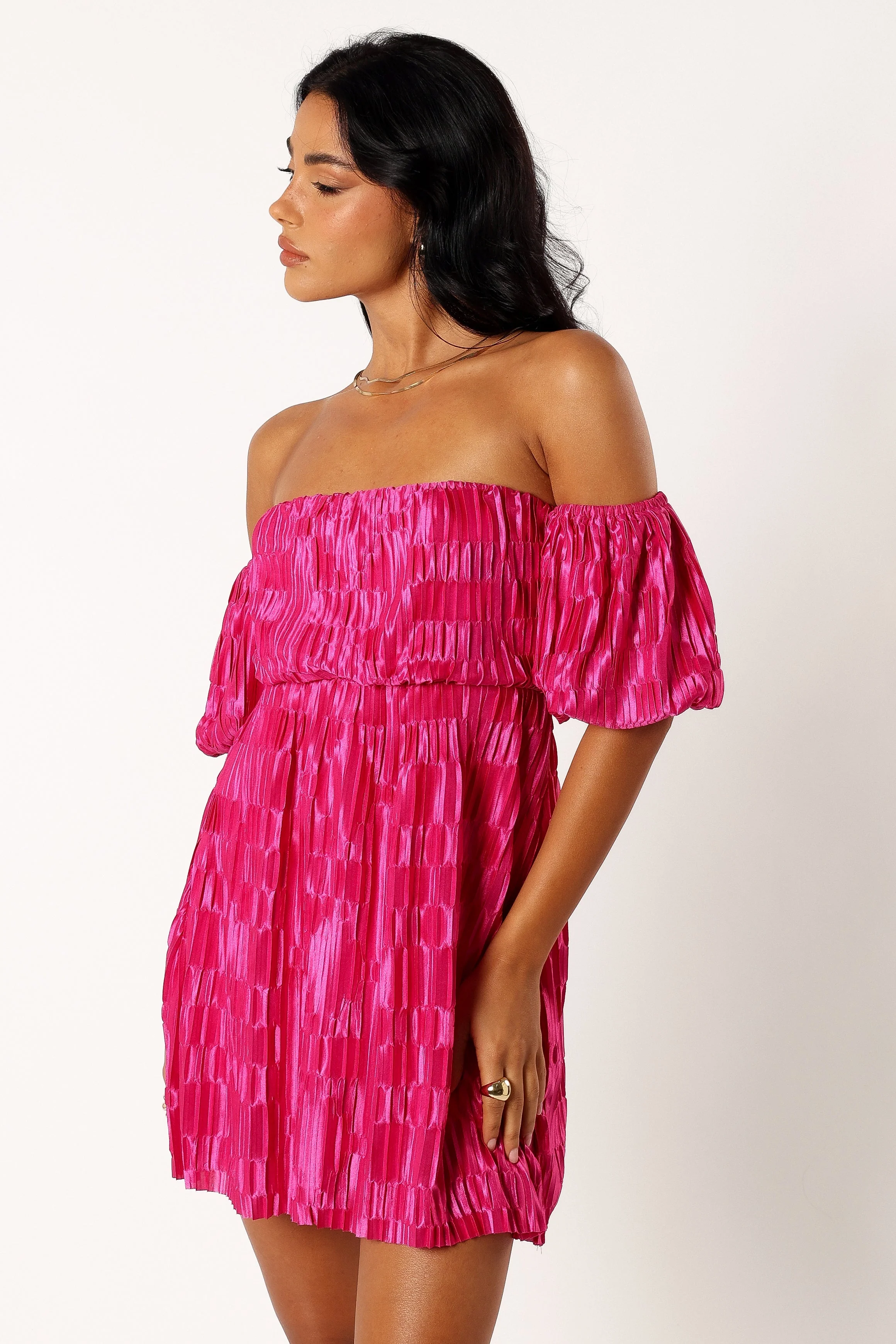 Pia Off Shoulder Mini Dress - Pink