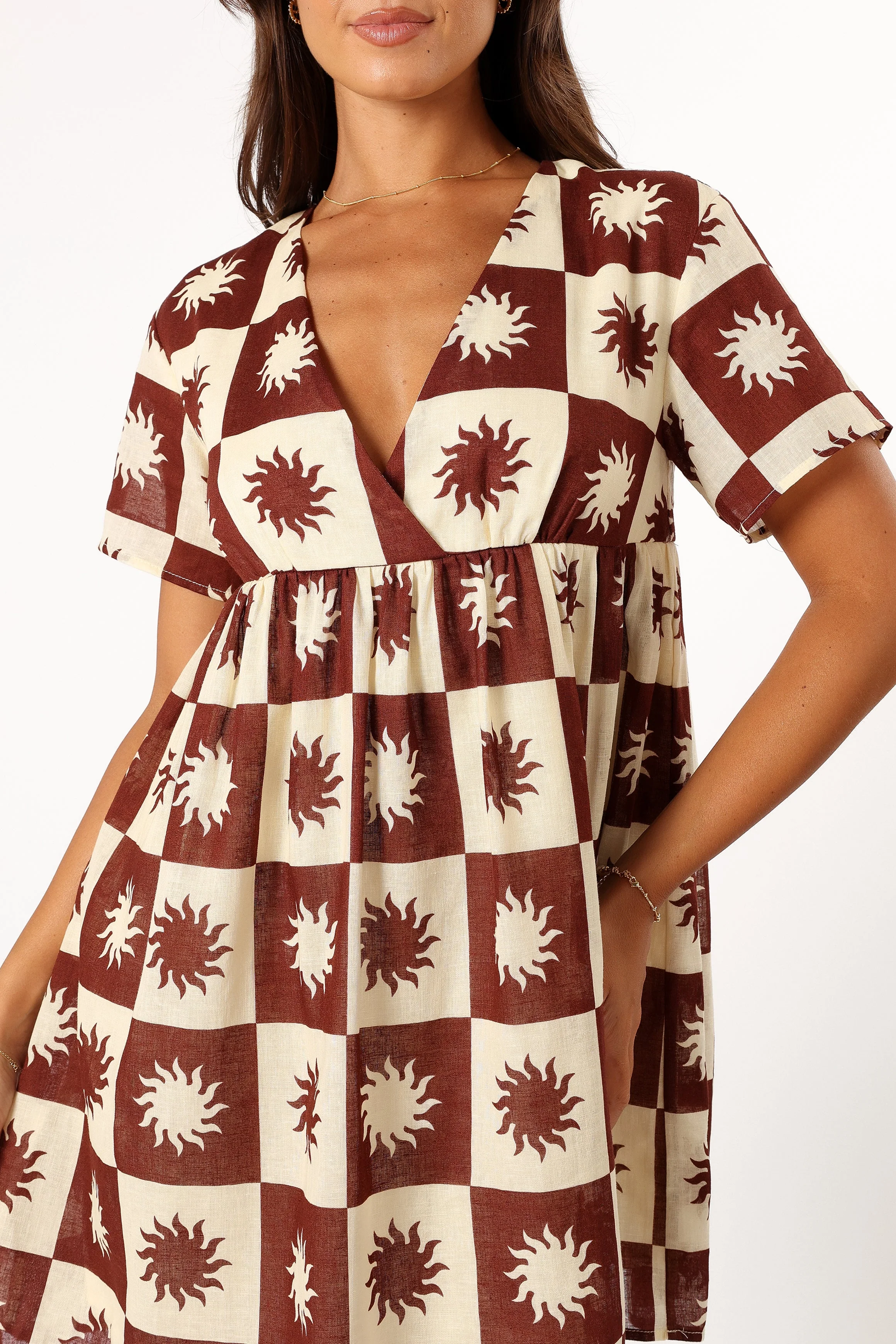 Carter Mini Dress - Brown Cream