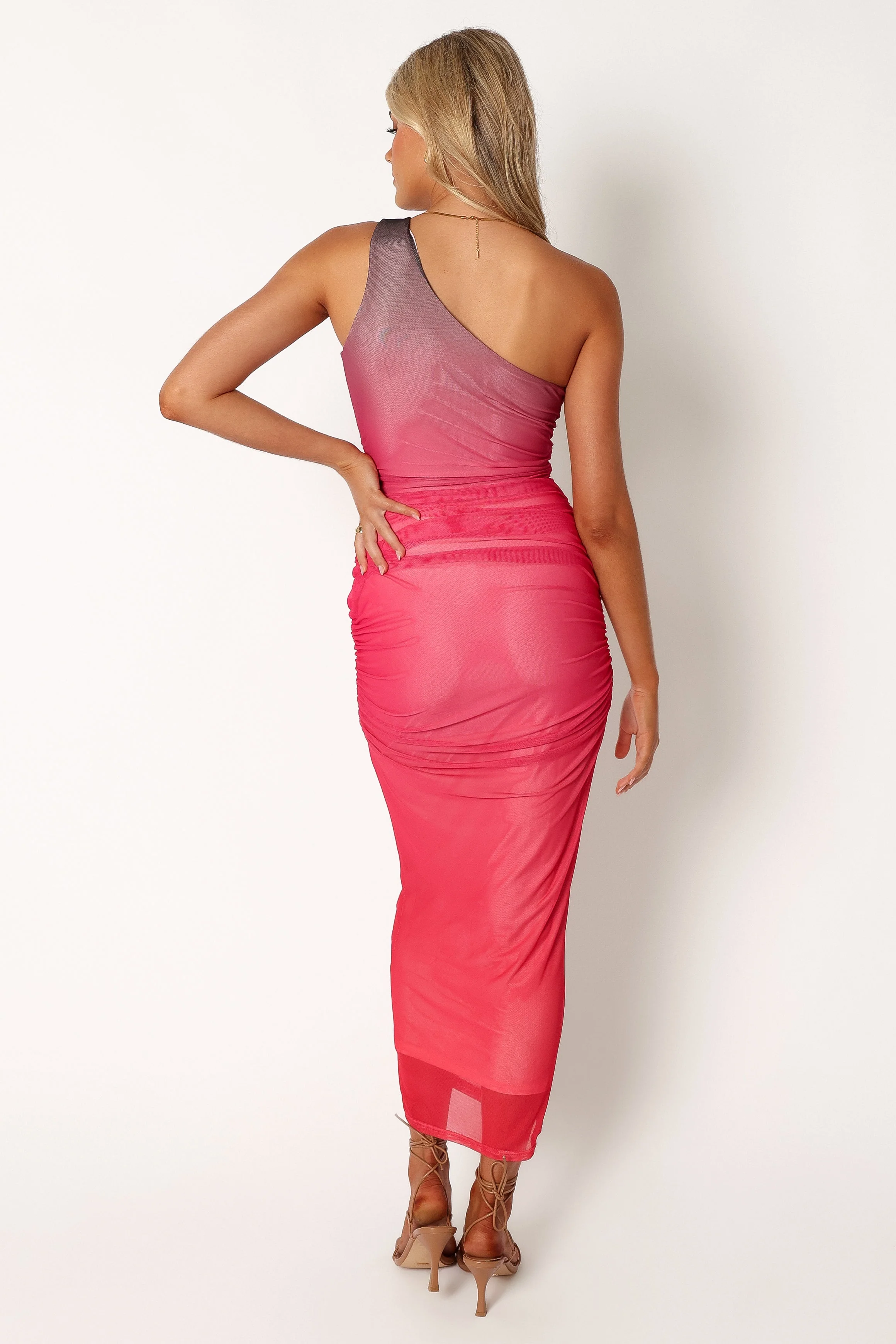 Dakota One Shoulder Midi Dress - Berry Gradient