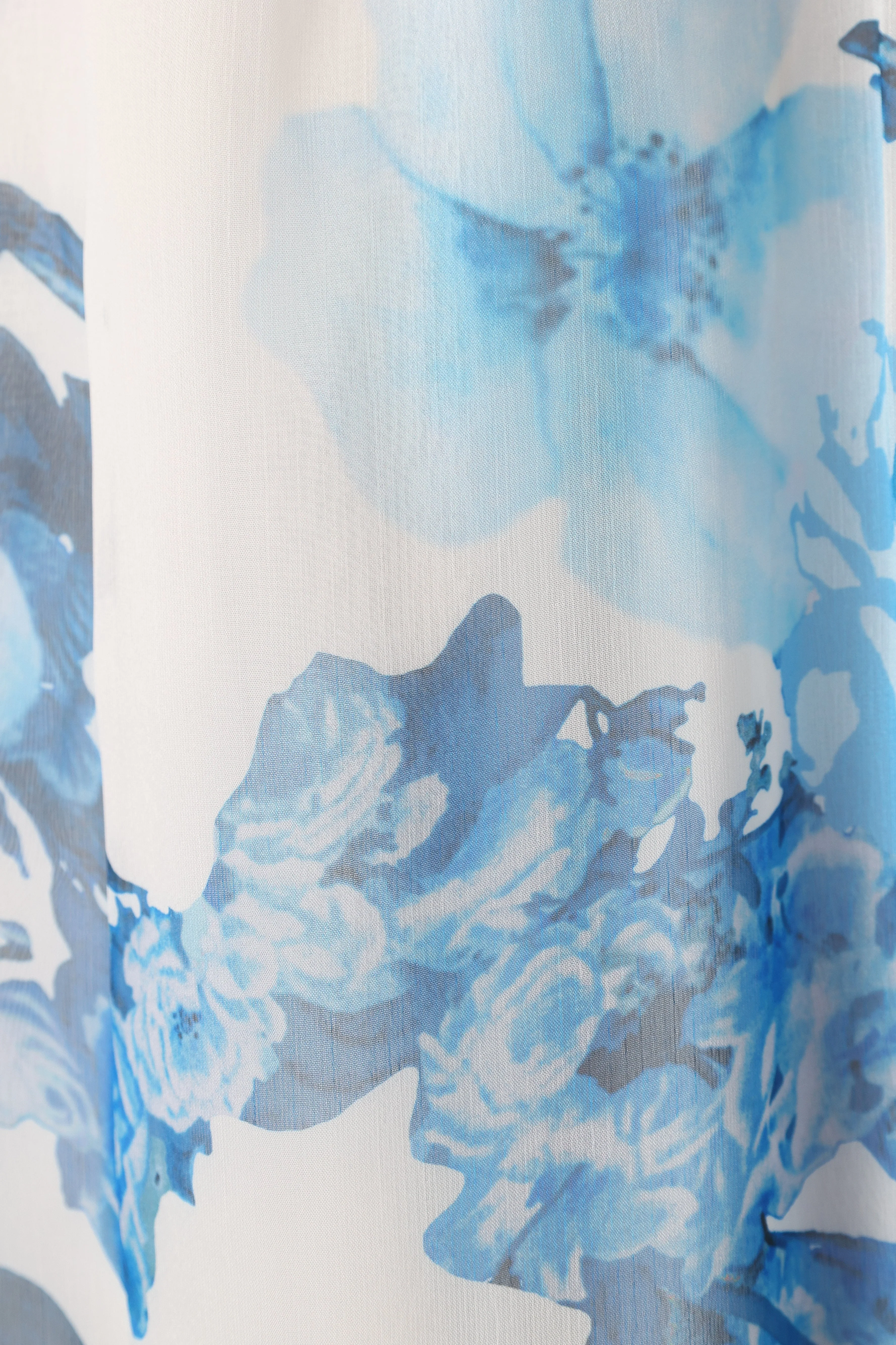 Lucah Frill Shoulder Maxi Dress - Blue White Floral