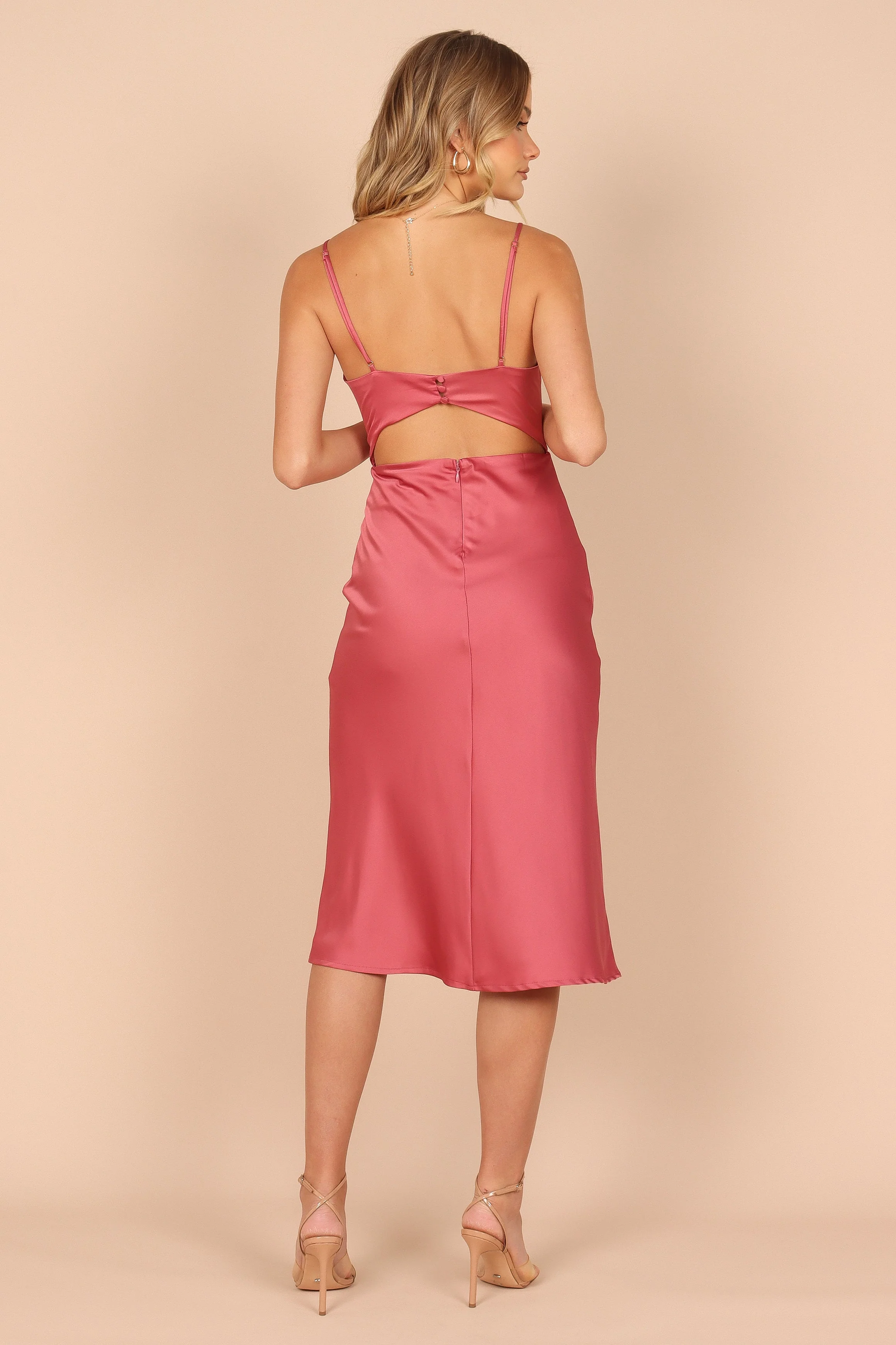 Poppy Cut Out Midi Dress - Rose