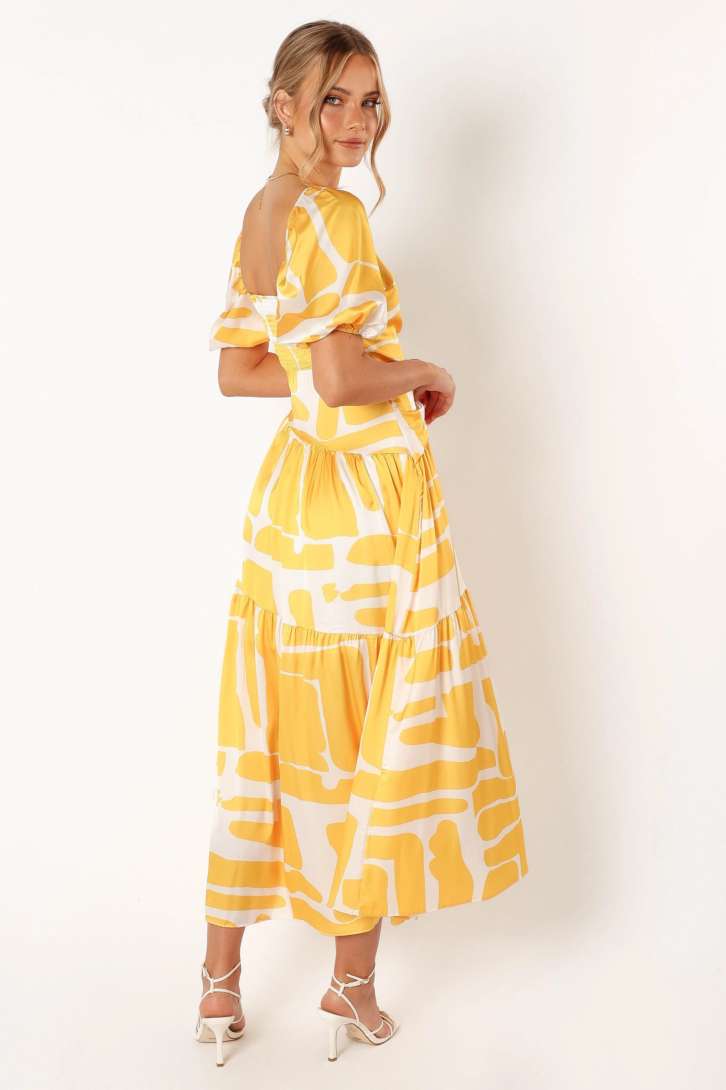Tabitha Wrap Midi Dress - Yellow Print