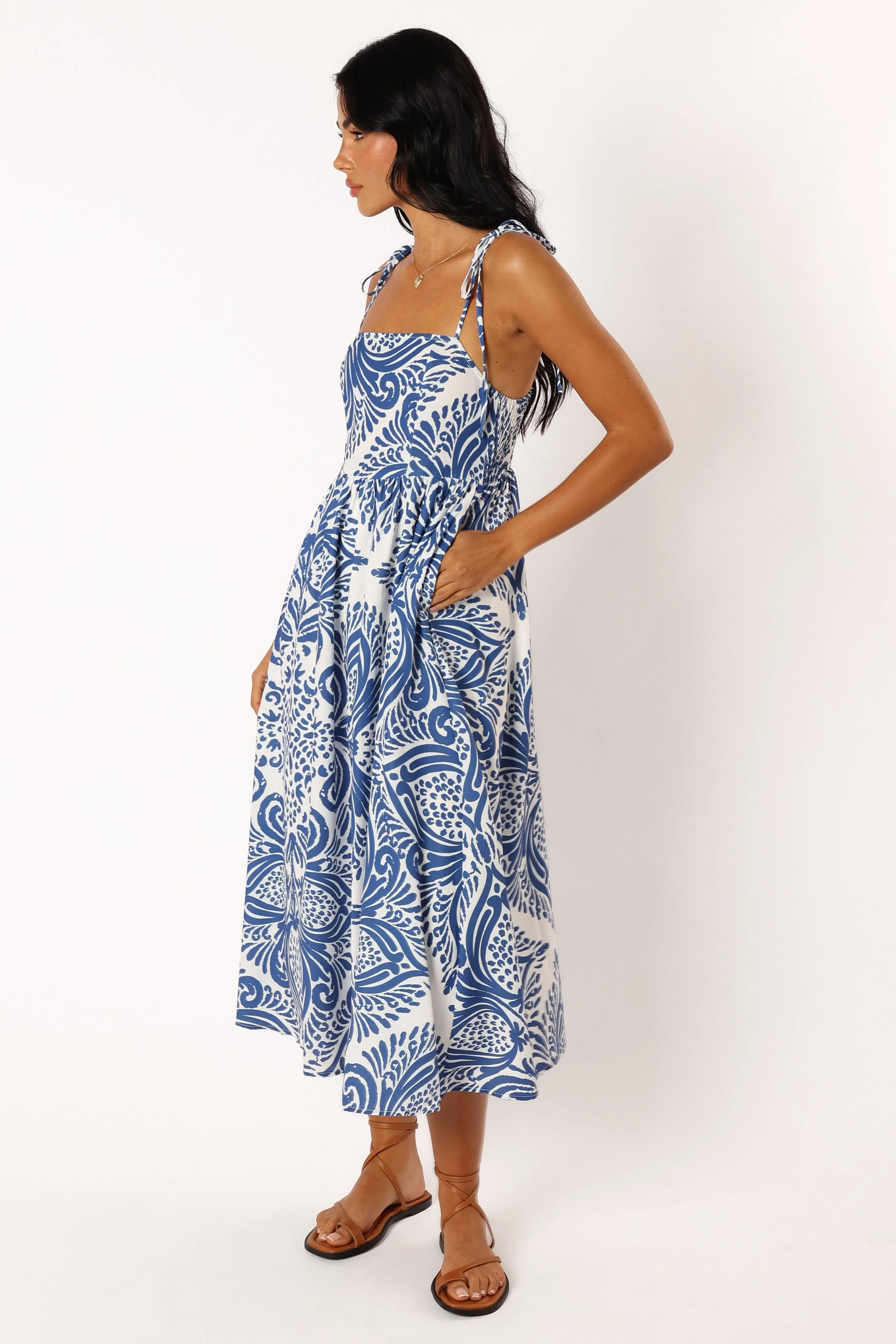Stazie Midi Dress - Blue White Print