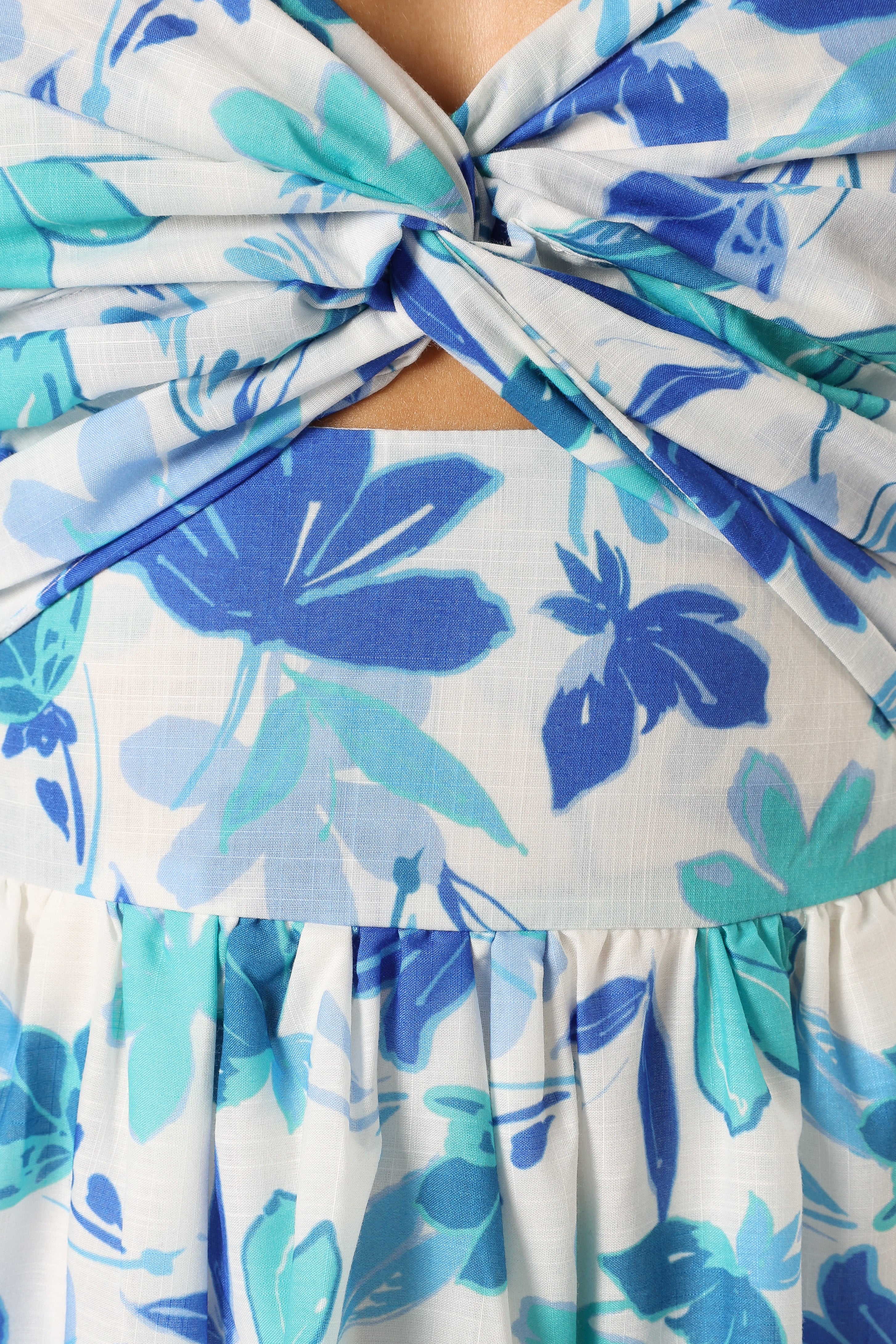 Lulu Cut Out Maxi Dress - Blue Floral