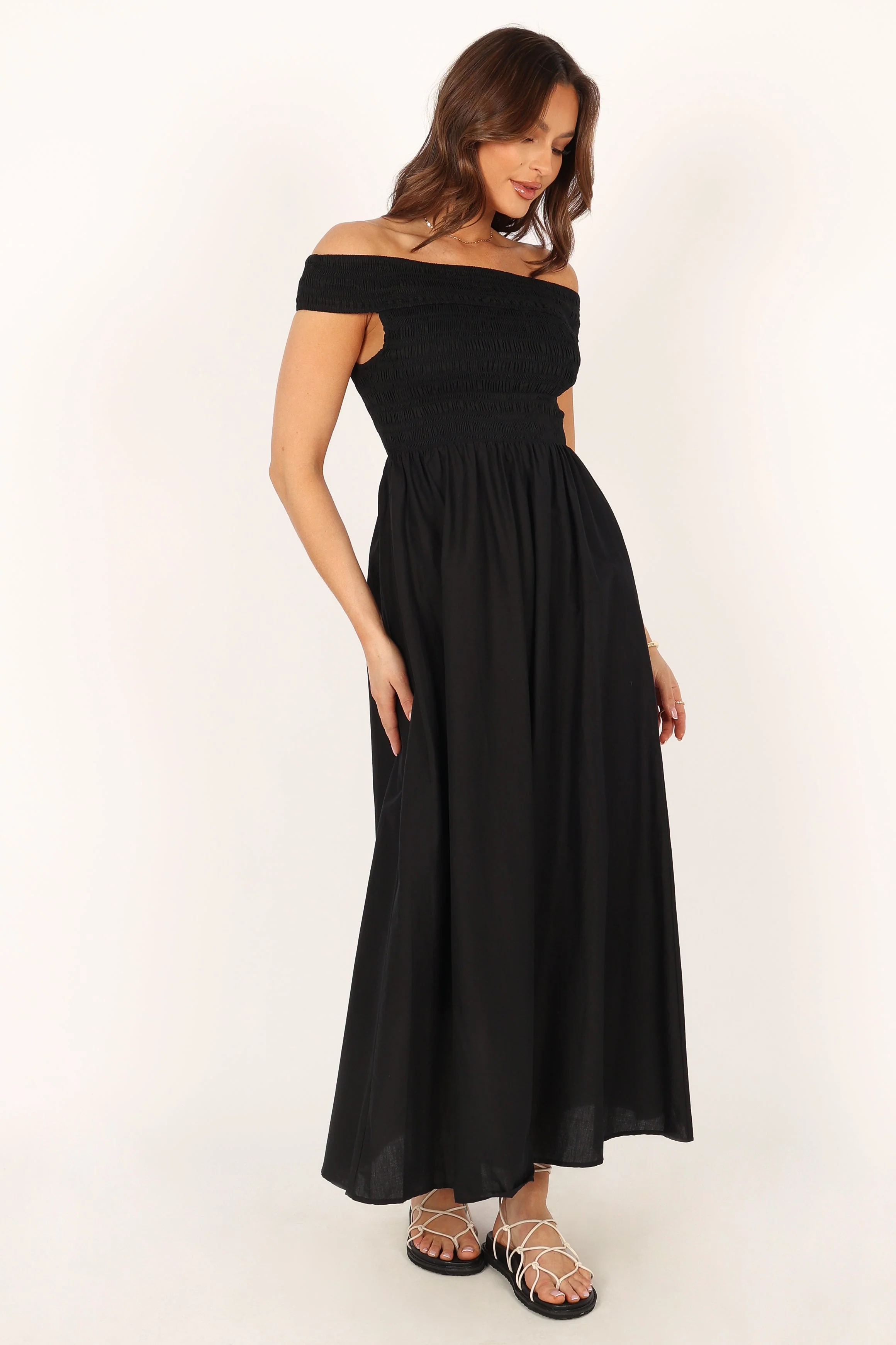Tessa Off Shoulder Maxi Dress - Black