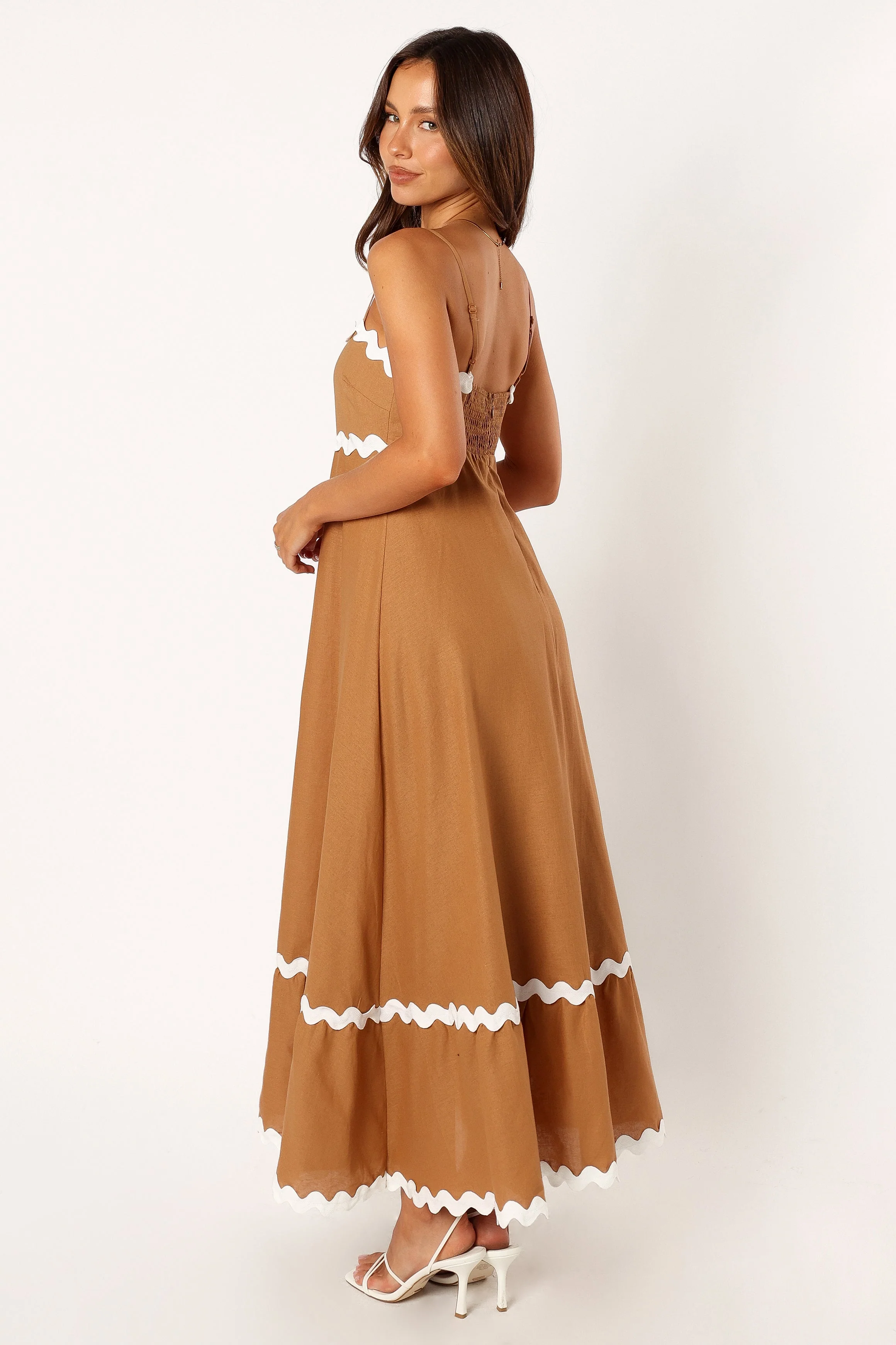 Yana Maxi Dress - Tan White