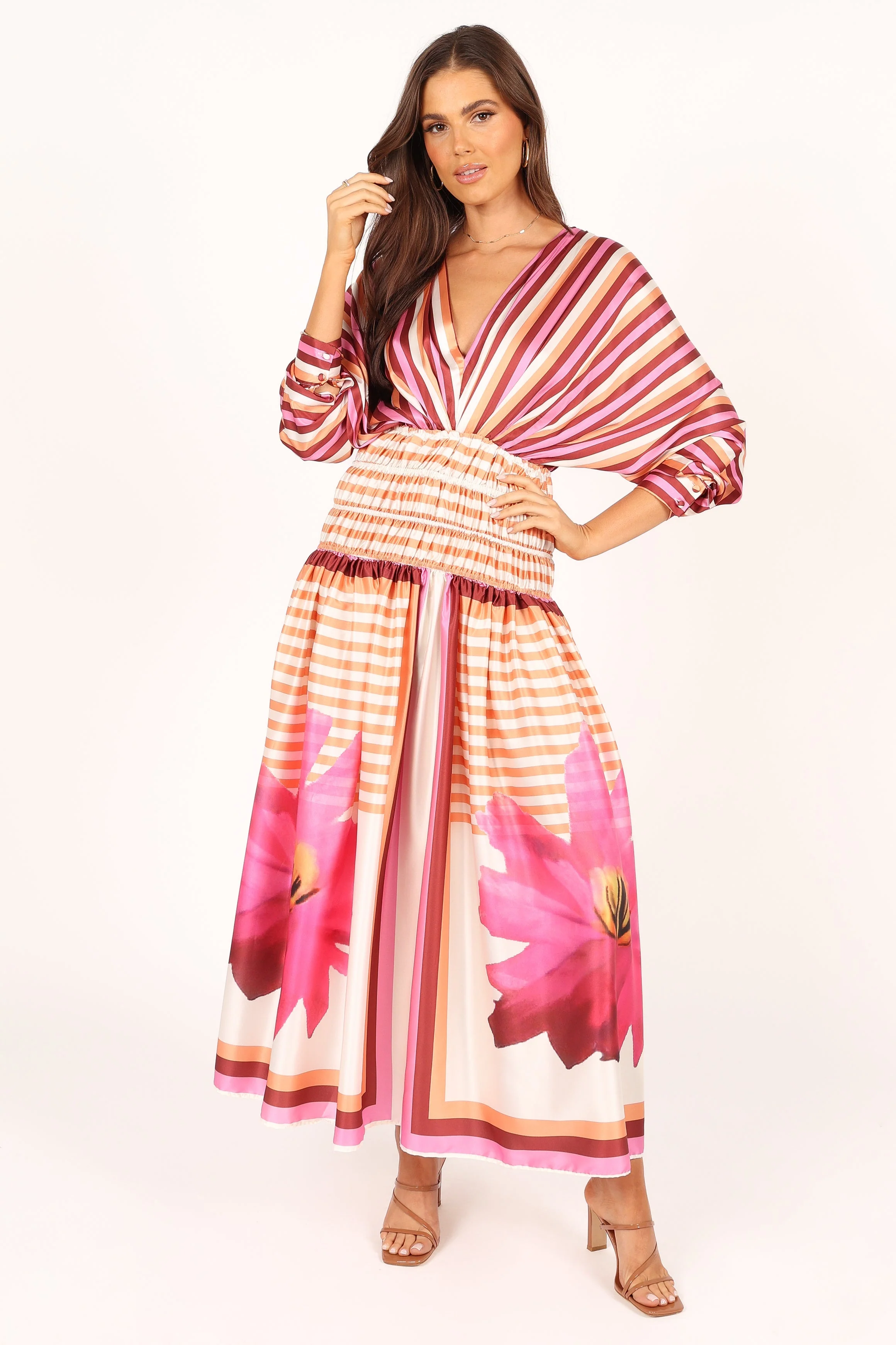Emilia Long Sleeve Maxi Dress - Pink Stripe