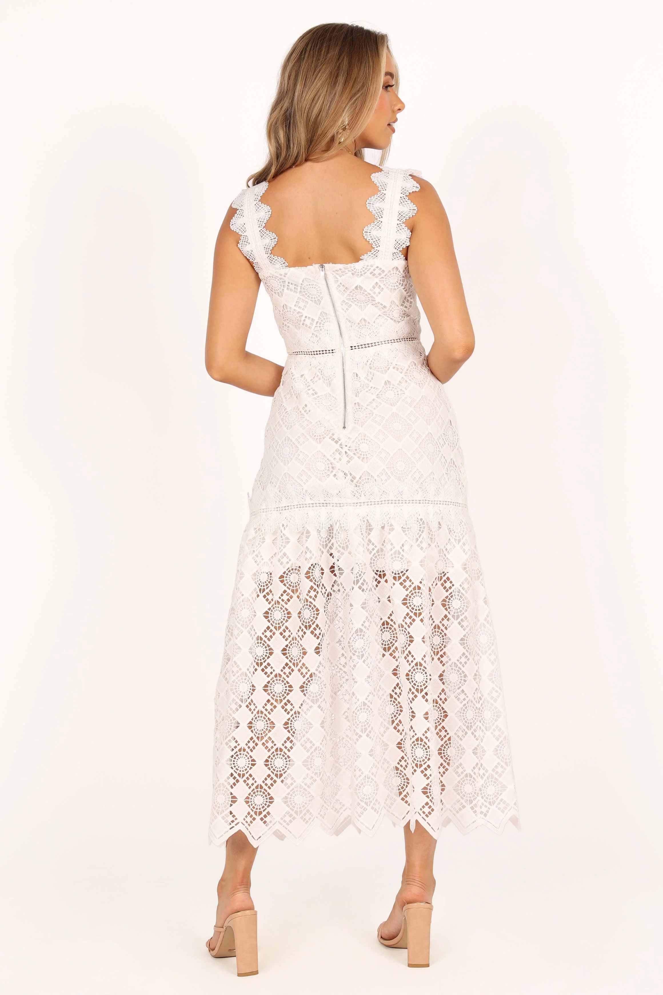 Harper Midi Lace Dress - White
