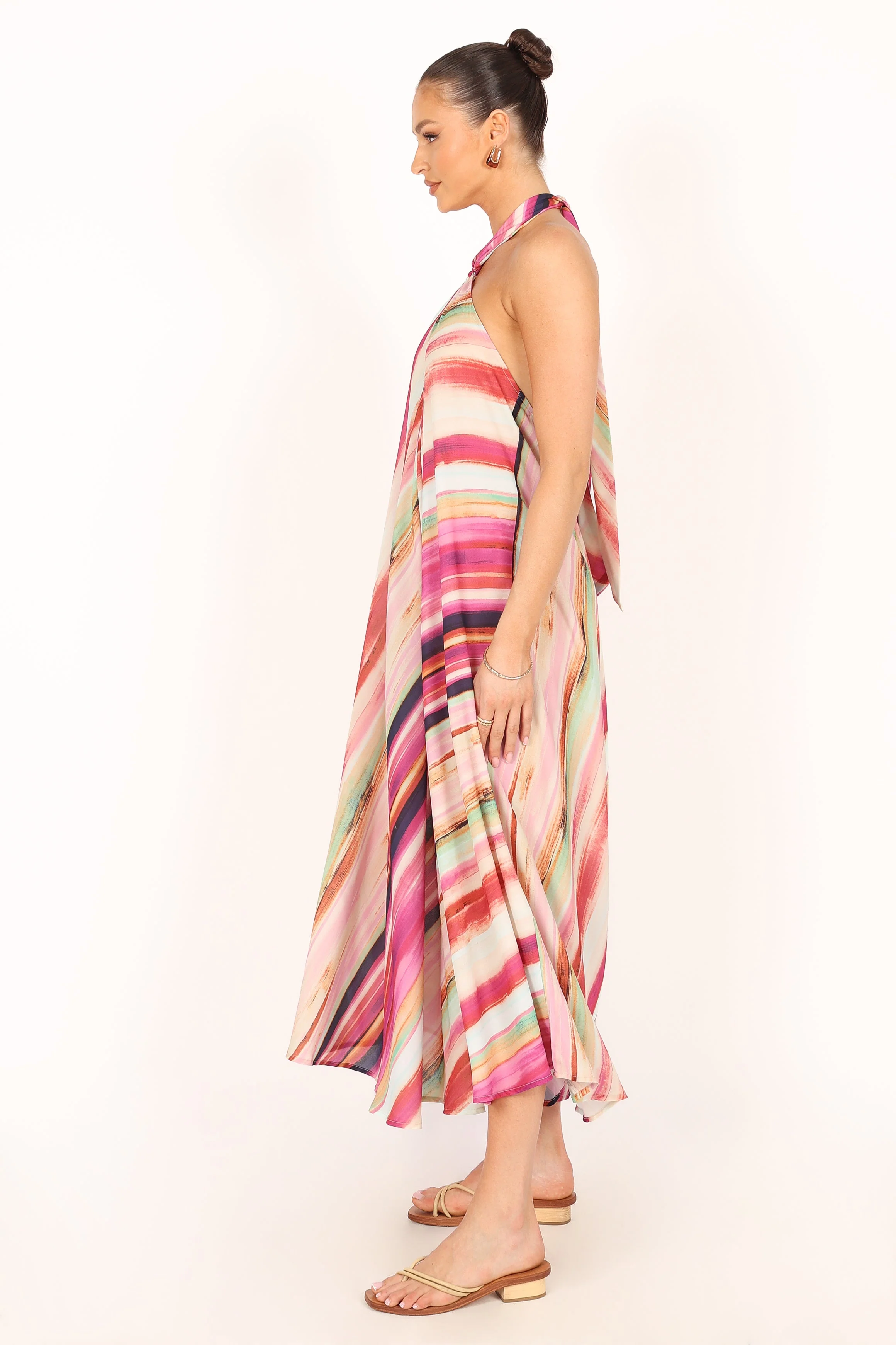 Antonijia Halterneck Maxi Dress - Berry Stripe
