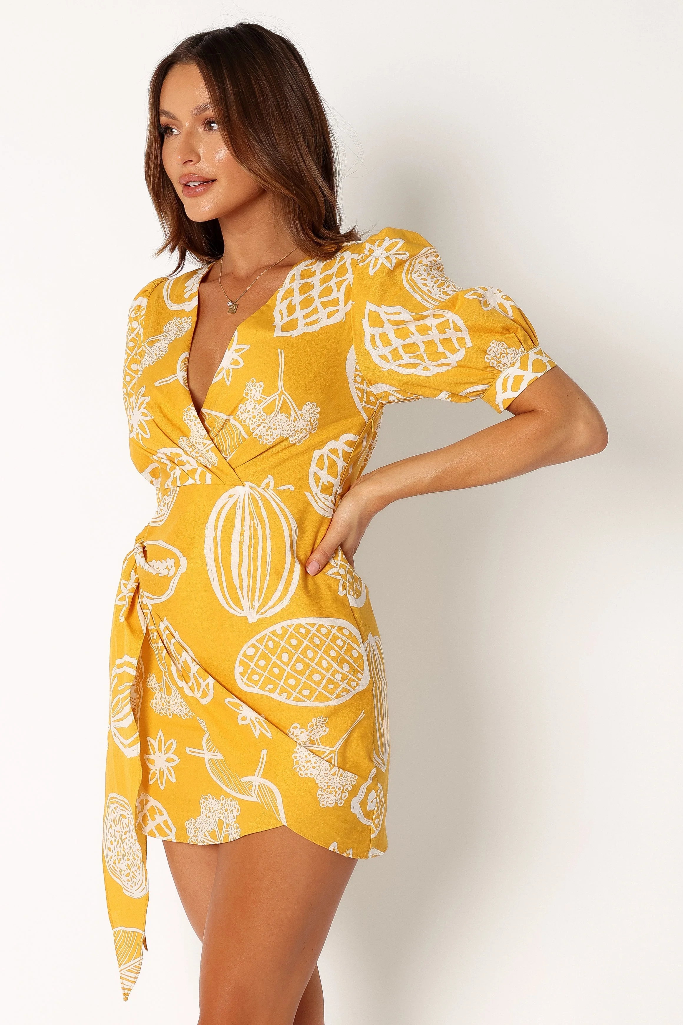 Silas Wrap Mini Dress - Yellow