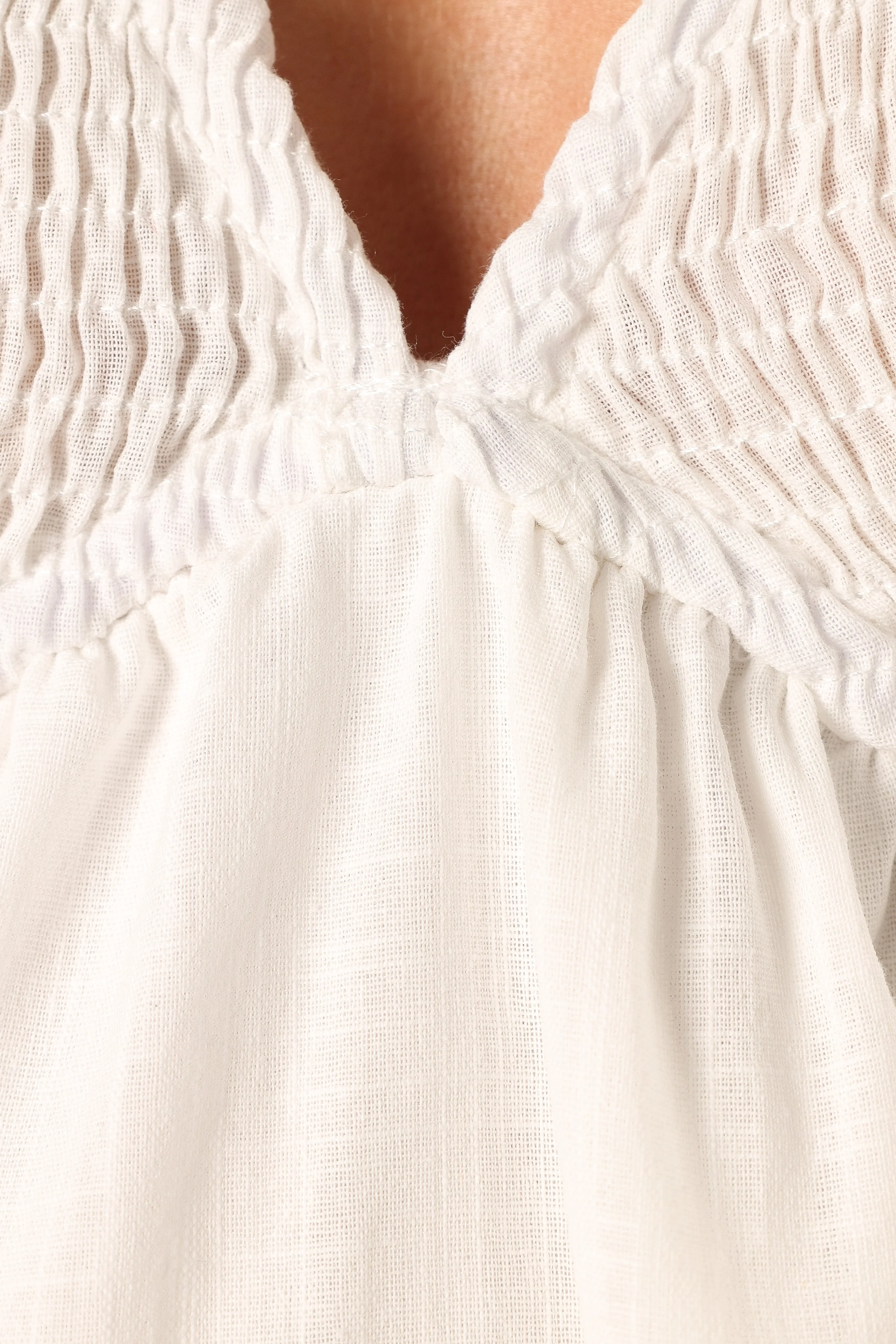 Grecca Puff Sleeve Mini Dress - White